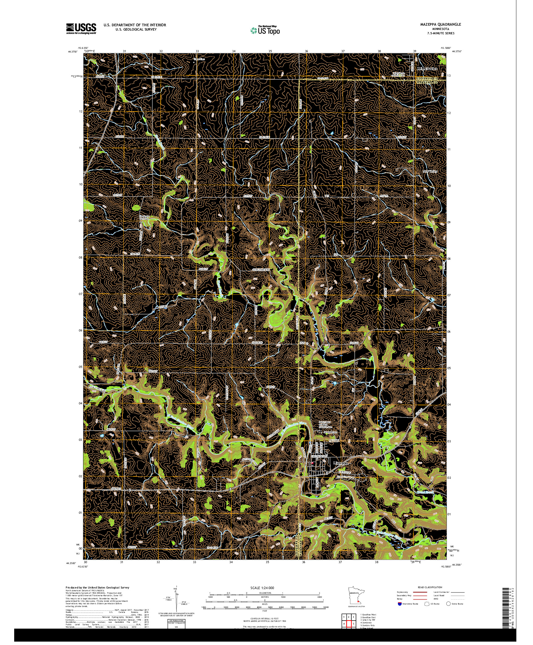 USGS US TOPO 7.5-MINUTE MAP FOR MAZEPPA, MN 2019