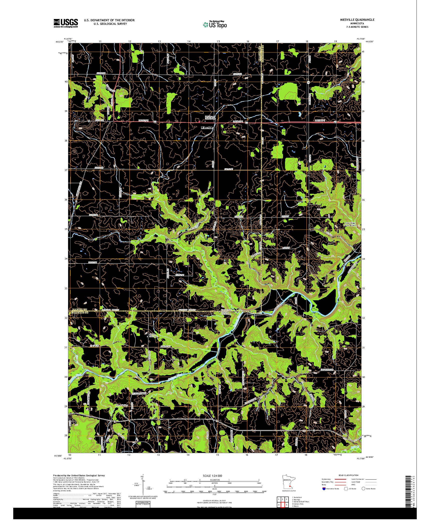 USGS US TOPO 7.5-MINUTE MAP FOR MIESVILLE, MN 2019