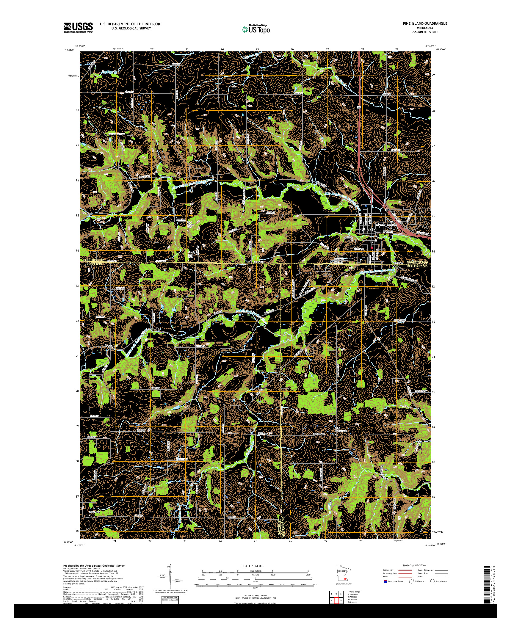 USGS US TOPO 7.5-MINUTE MAP FOR PINE ISLAND, MN 2019