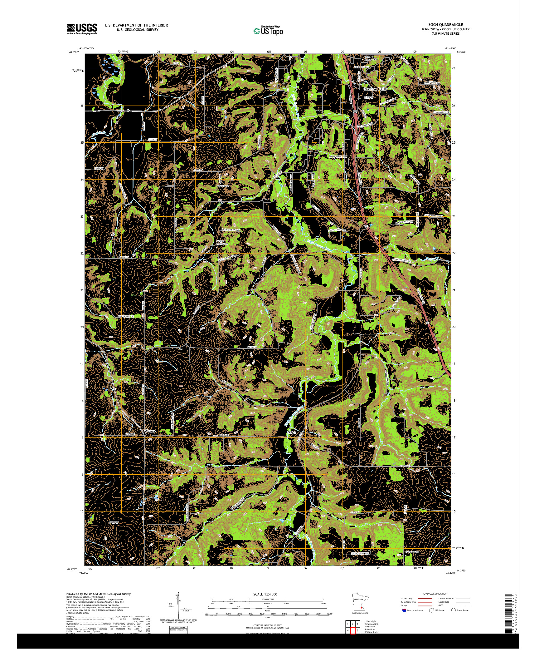 USGS US TOPO 7.5-MINUTE MAP FOR SOGN, MN 2019