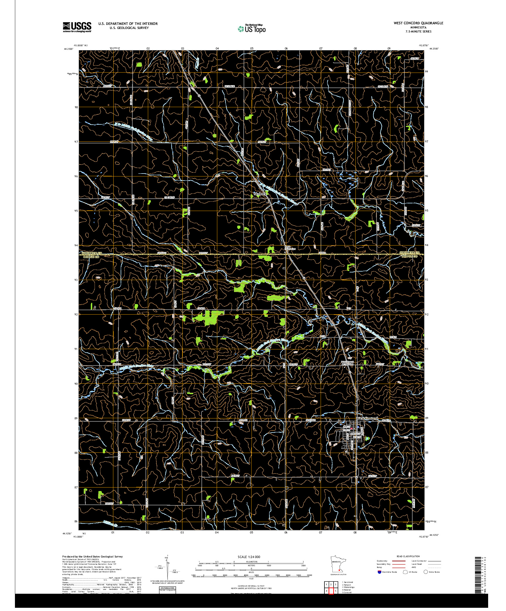 USGS US TOPO 7.5-MINUTE MAP FOR WEST CONCORD, MN 2019
