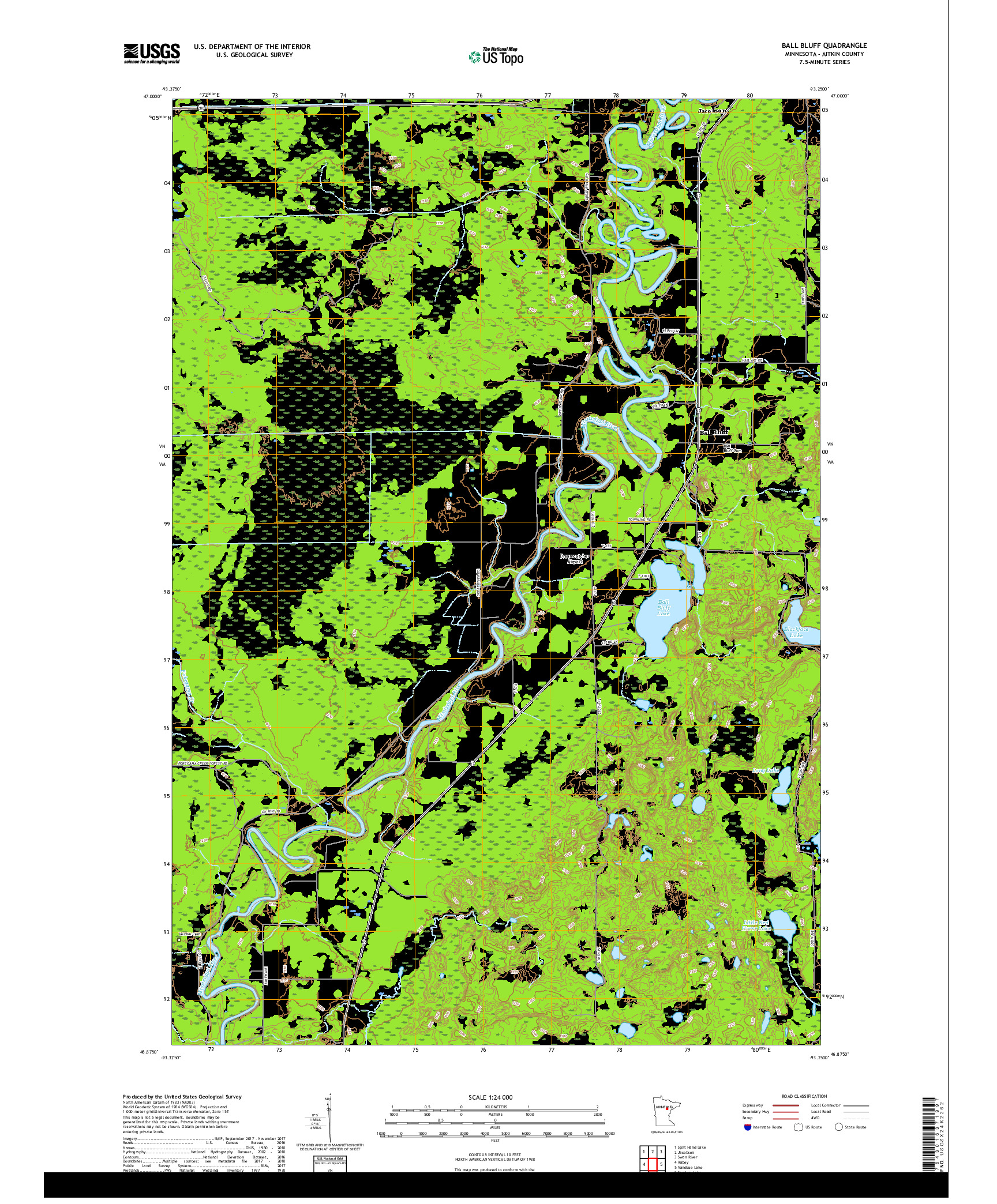 USGS US TOPO 7.5-MINUTE MAP FOR BALL BLUFF, MN 2019
