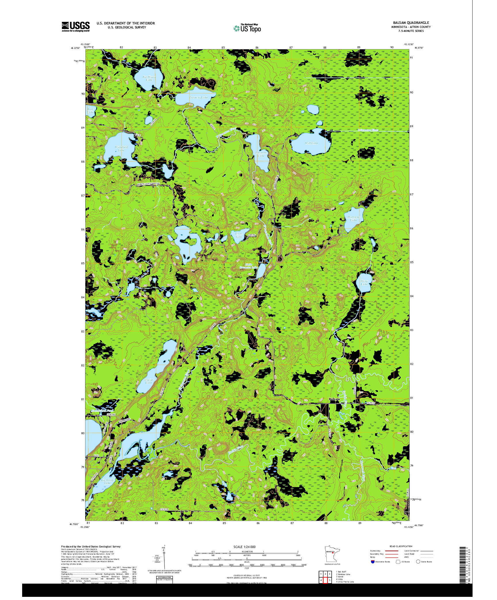 USGS US TOPO 7.5-MINUTE MAP FOR BALSAM, MN 2019