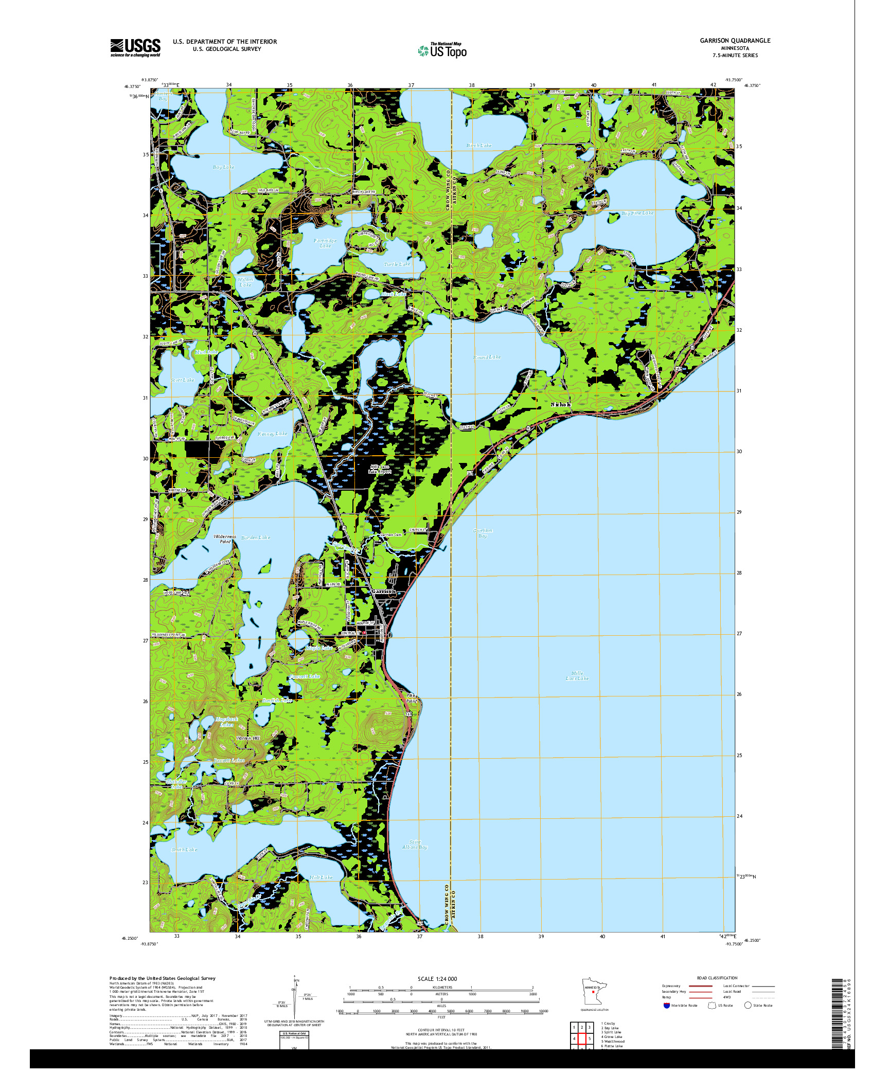 USGS US TOPO 7.5-MINUTE MAP FOR GARRISON, MN 2019