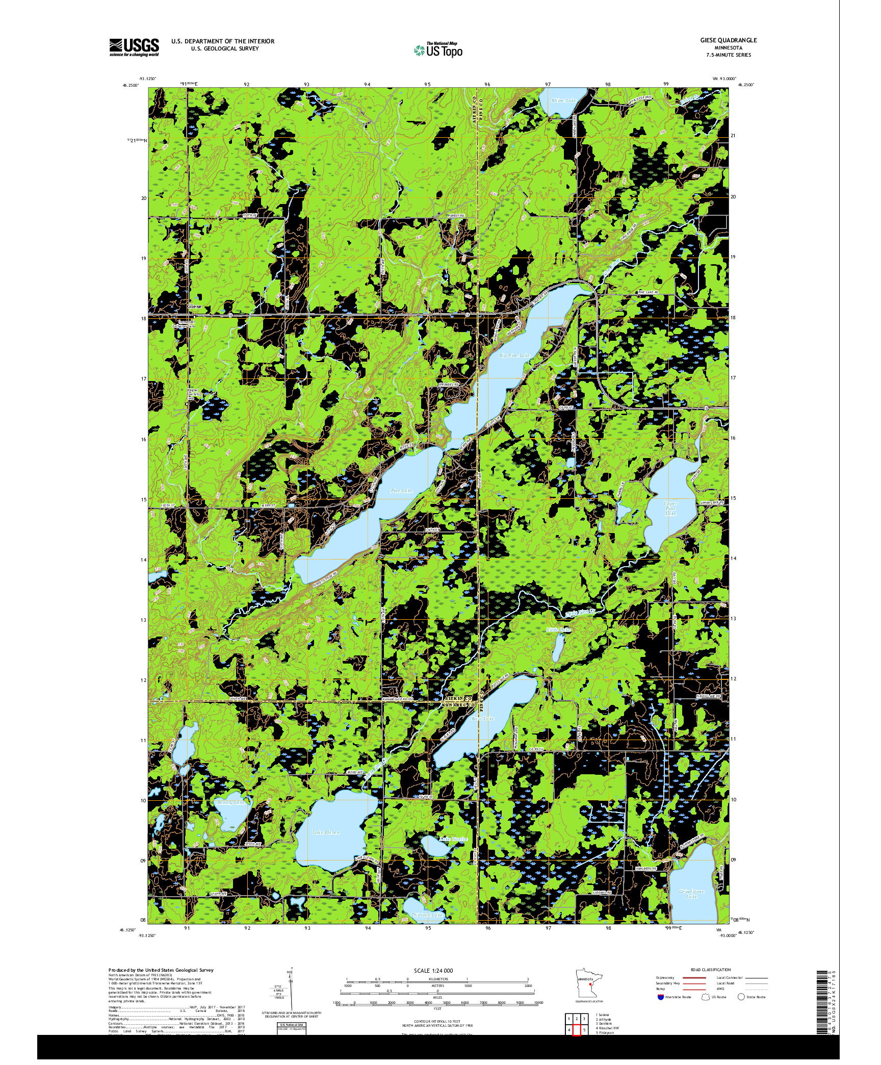 USGS US TOPO 7.5-MINUTE MAP FOR GIESE, MN 2019