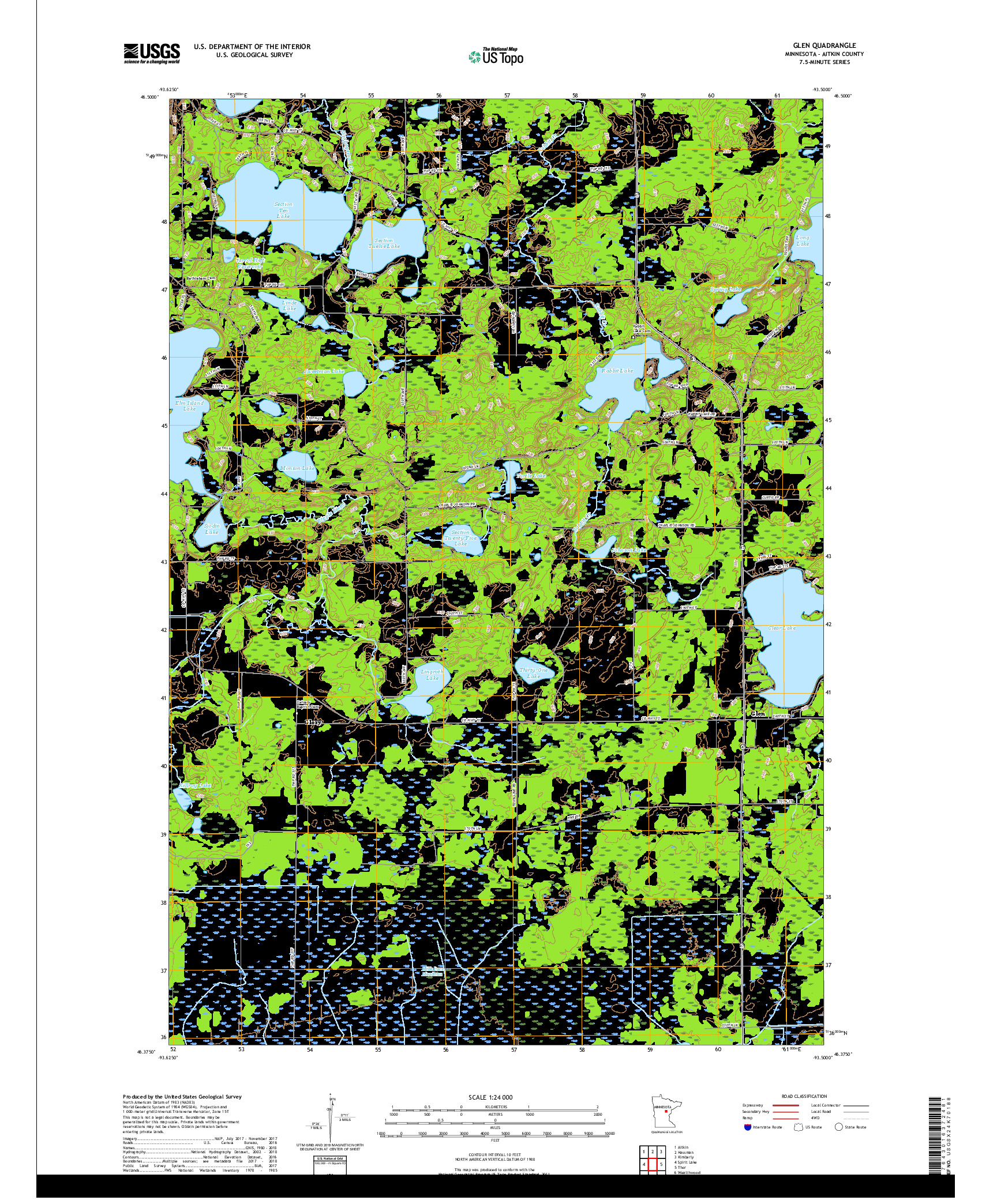 USGS US TOPO 7.5-MINUTE MAP FOR GLEN, MN 2019