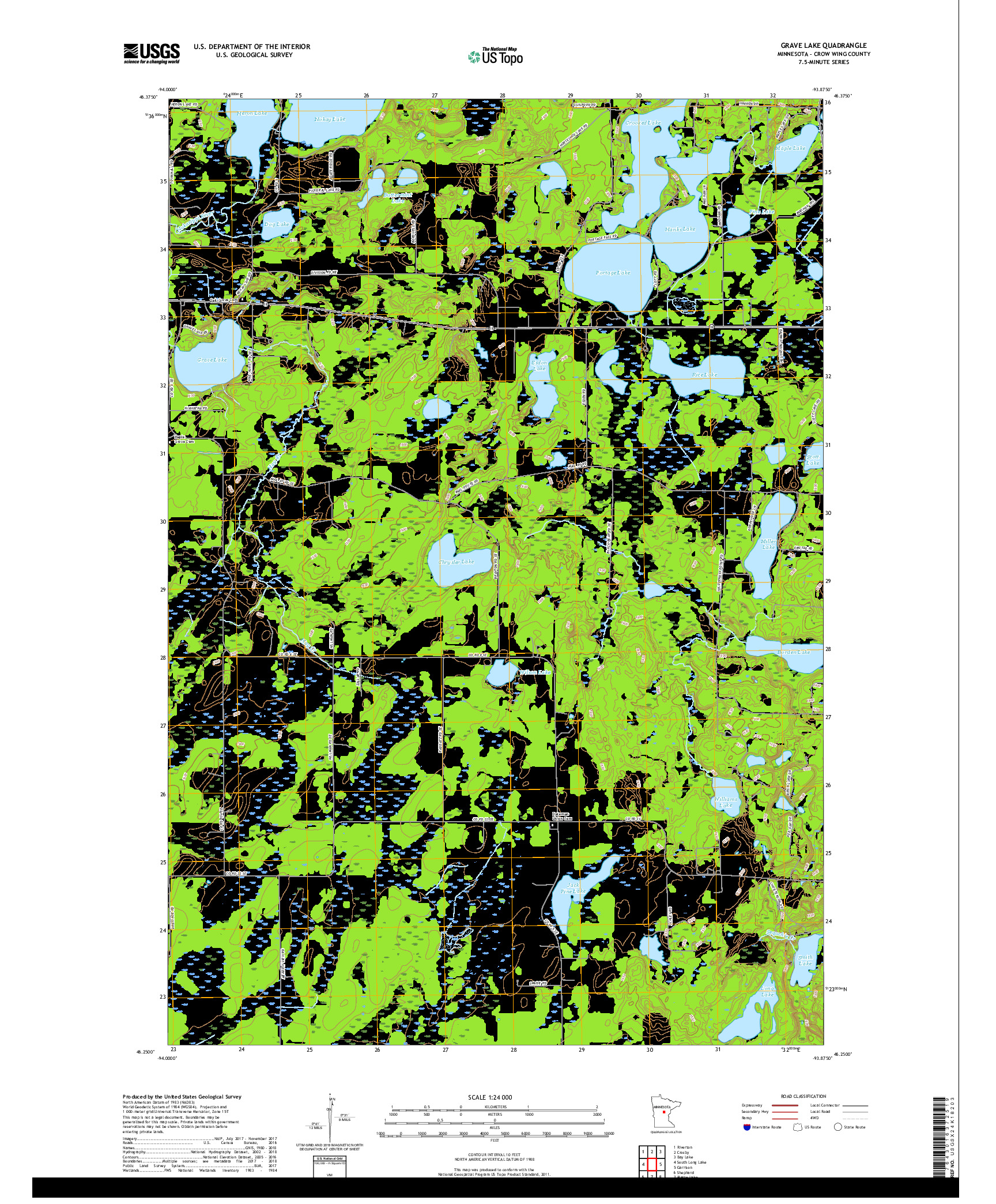 USGS US TOPO 7.5-MINUTE MAP FOR GRAVE LAKE, MN 2019