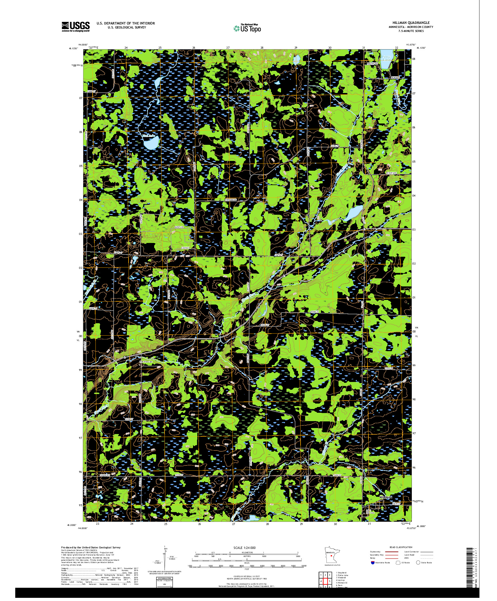 USGS US TOPO 7.5-MINUTE MAP FOR HILLMAN, MN 2019