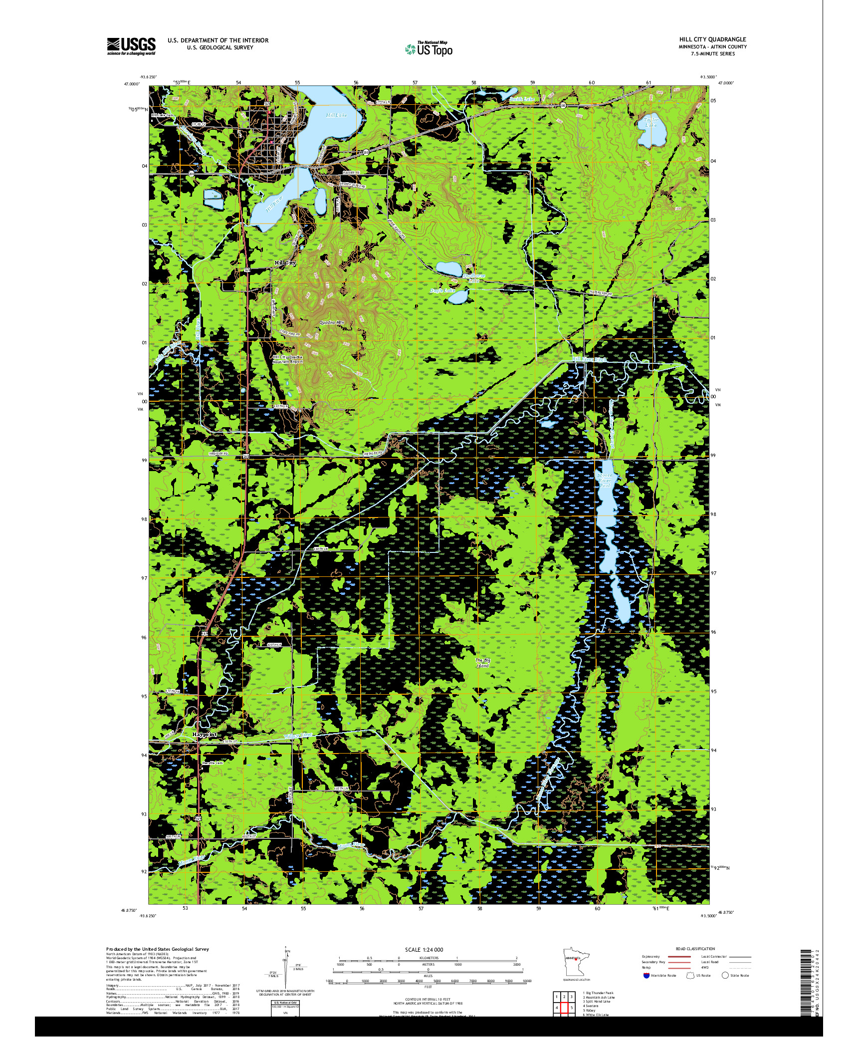 USGS US TOPO 7.5-MINUTE MAP FOR HILL CITY, MN 2019