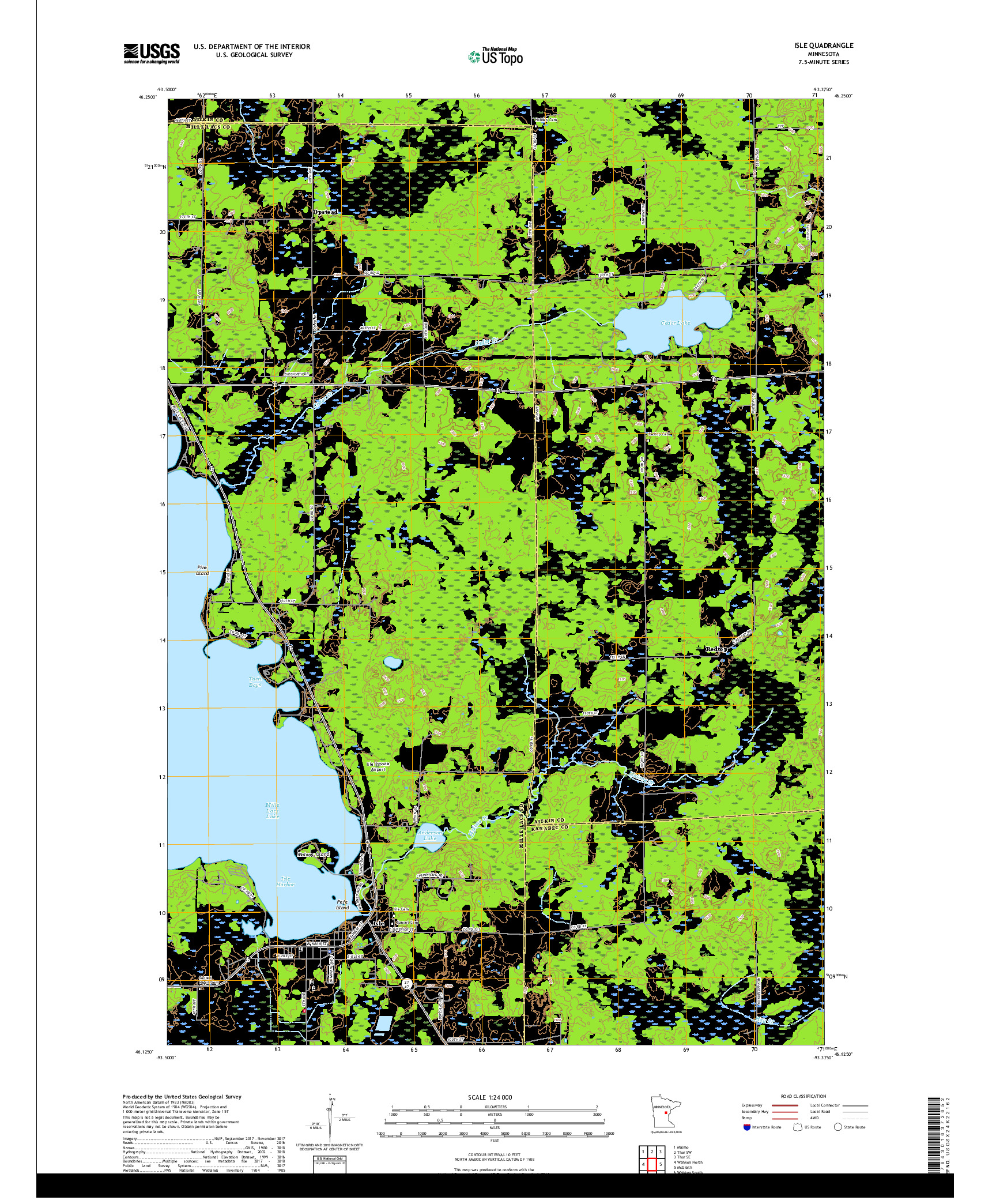 USGS US TOPO 7.5-MINUTE MAP FOR ISLE, MN 2019
