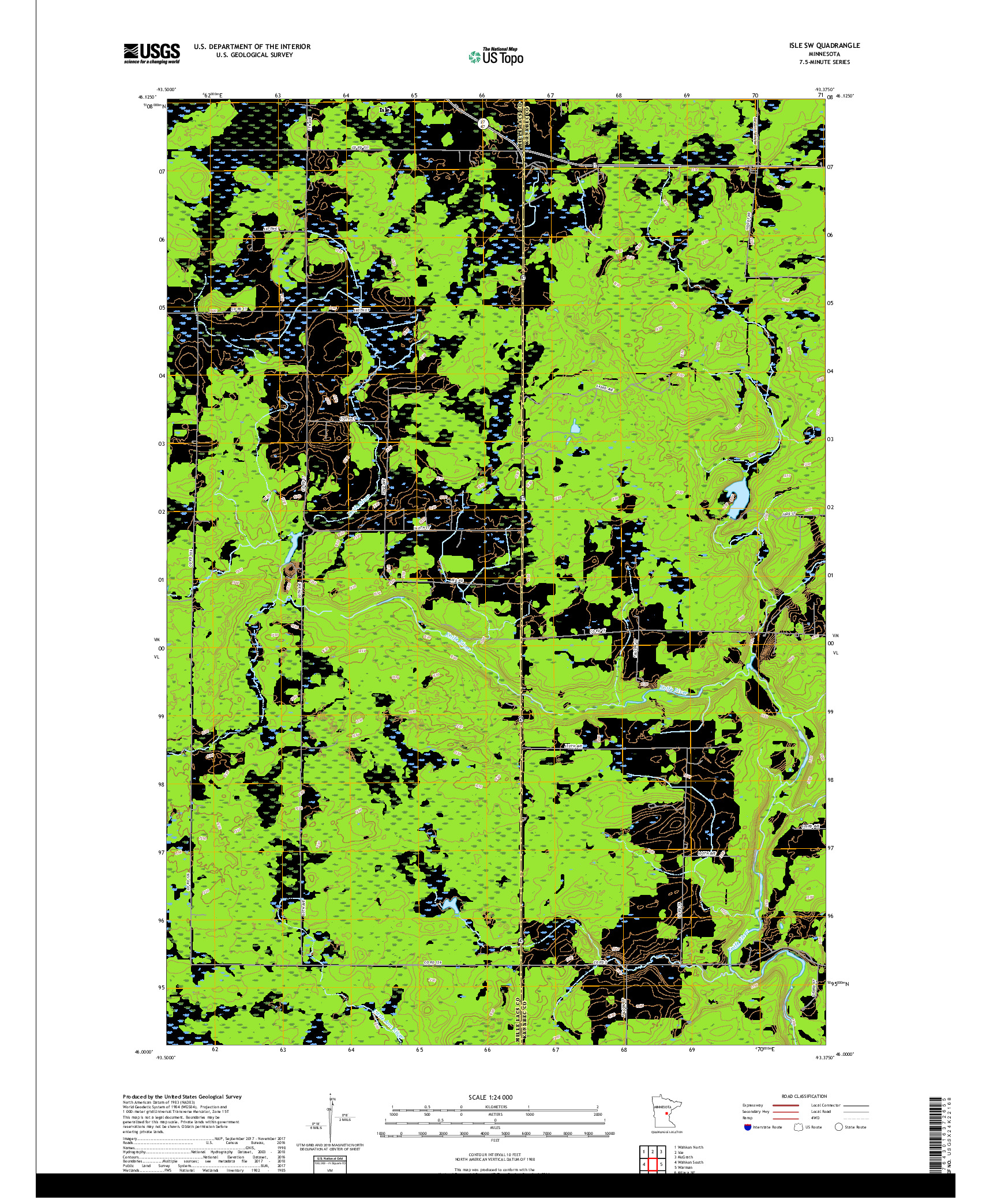 USGS US TOPO 7.5-MINUTE MAP FOR ISLE SW, MN 2019