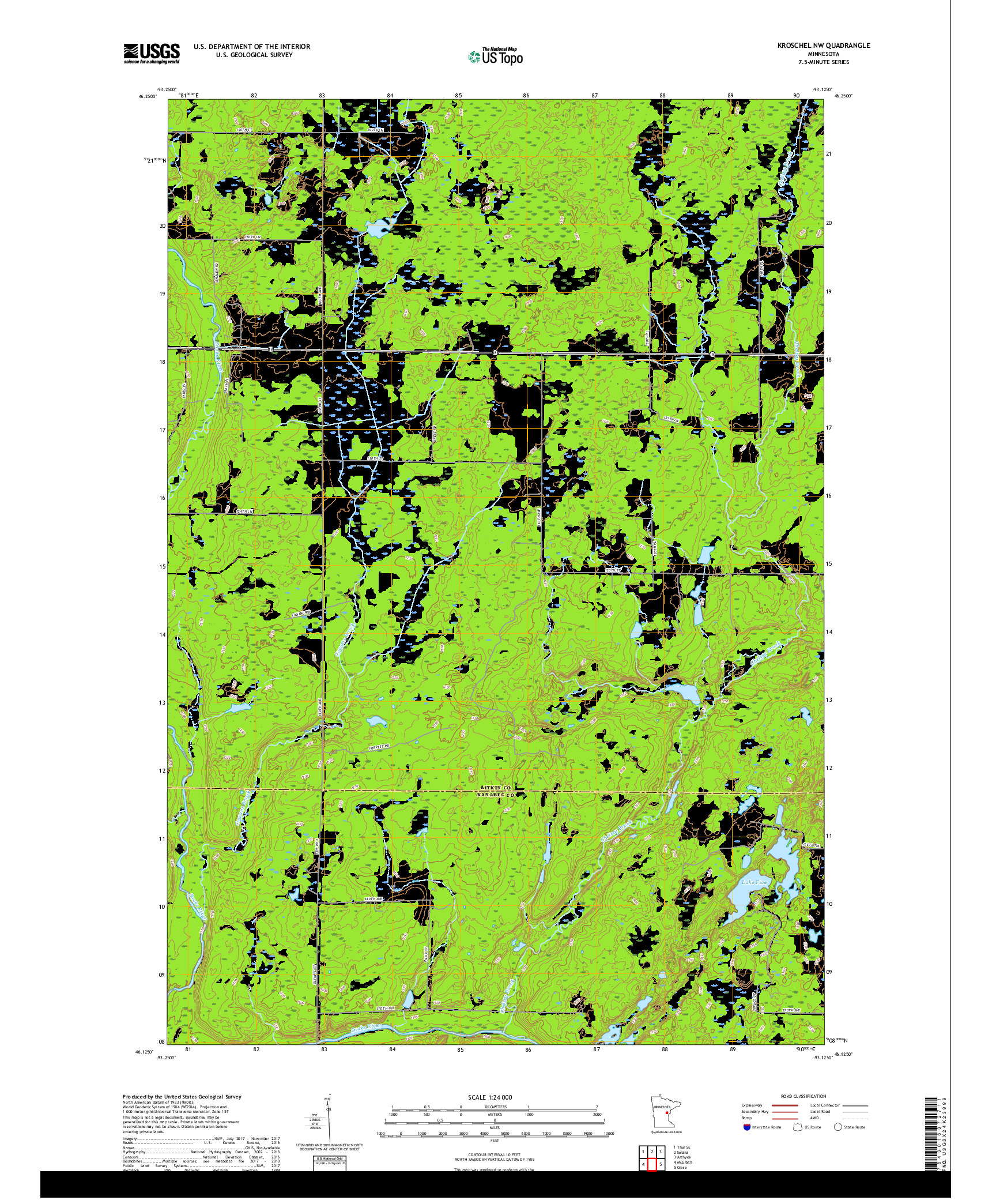 USGS US TOPO 7.5-MINUTE MAP FOR KROSCHEL NW, MN 2019