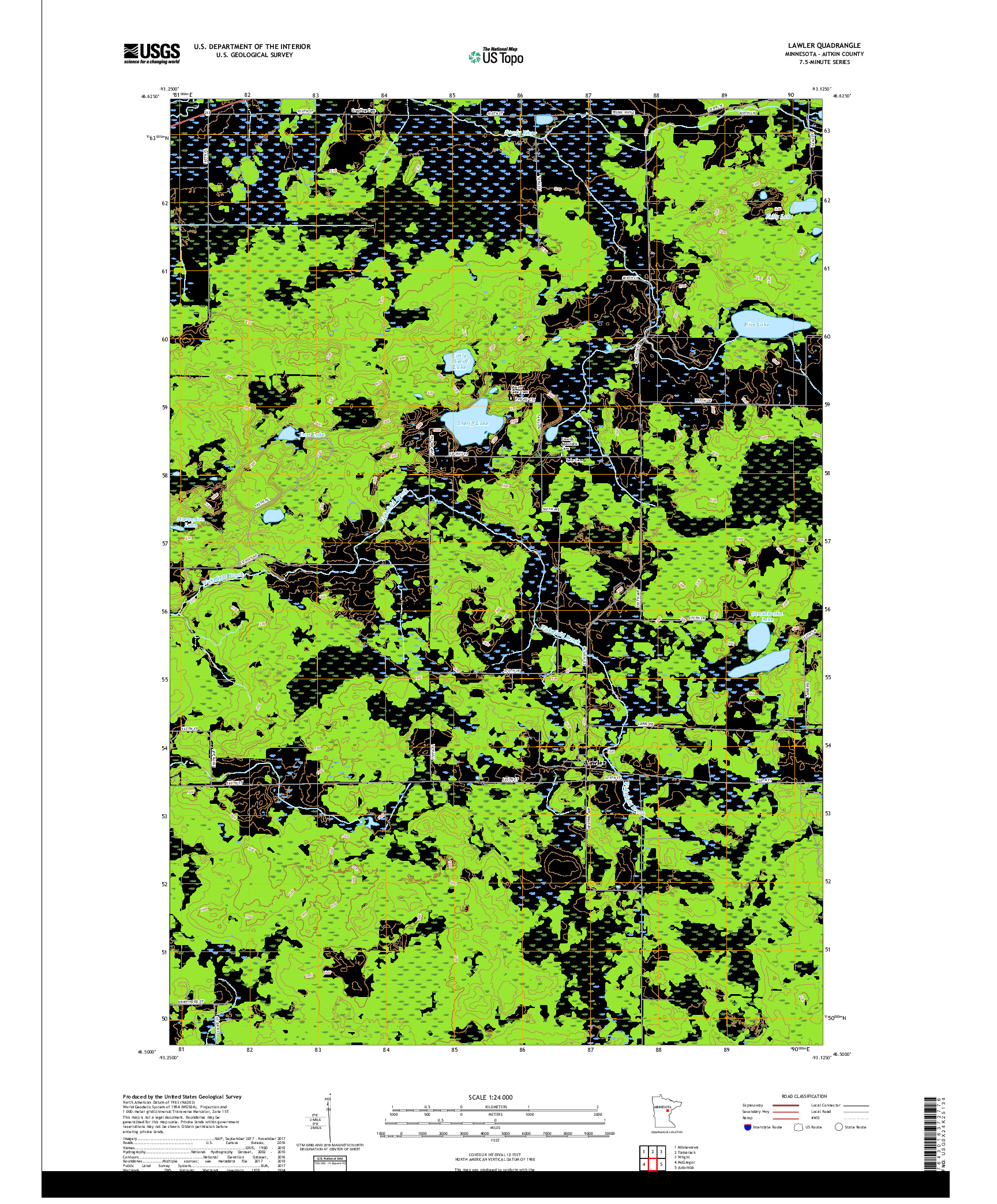 USGS US TOPO 7.5-MINUTE MAP FOR LAWLER, MN 2019