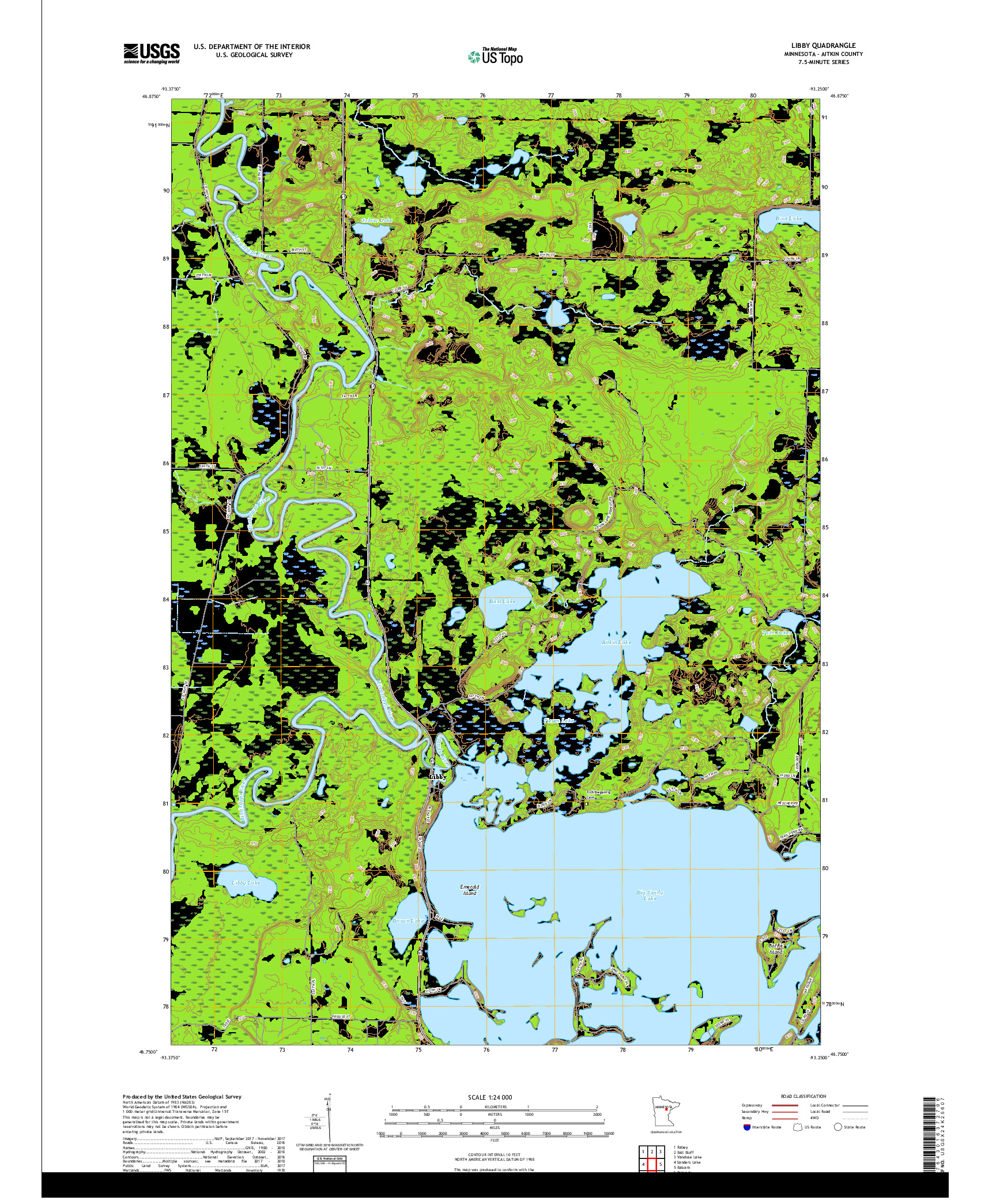 USGS US TOPO 7.5-MINUTE MAP FOR LIBBY, MN 2019