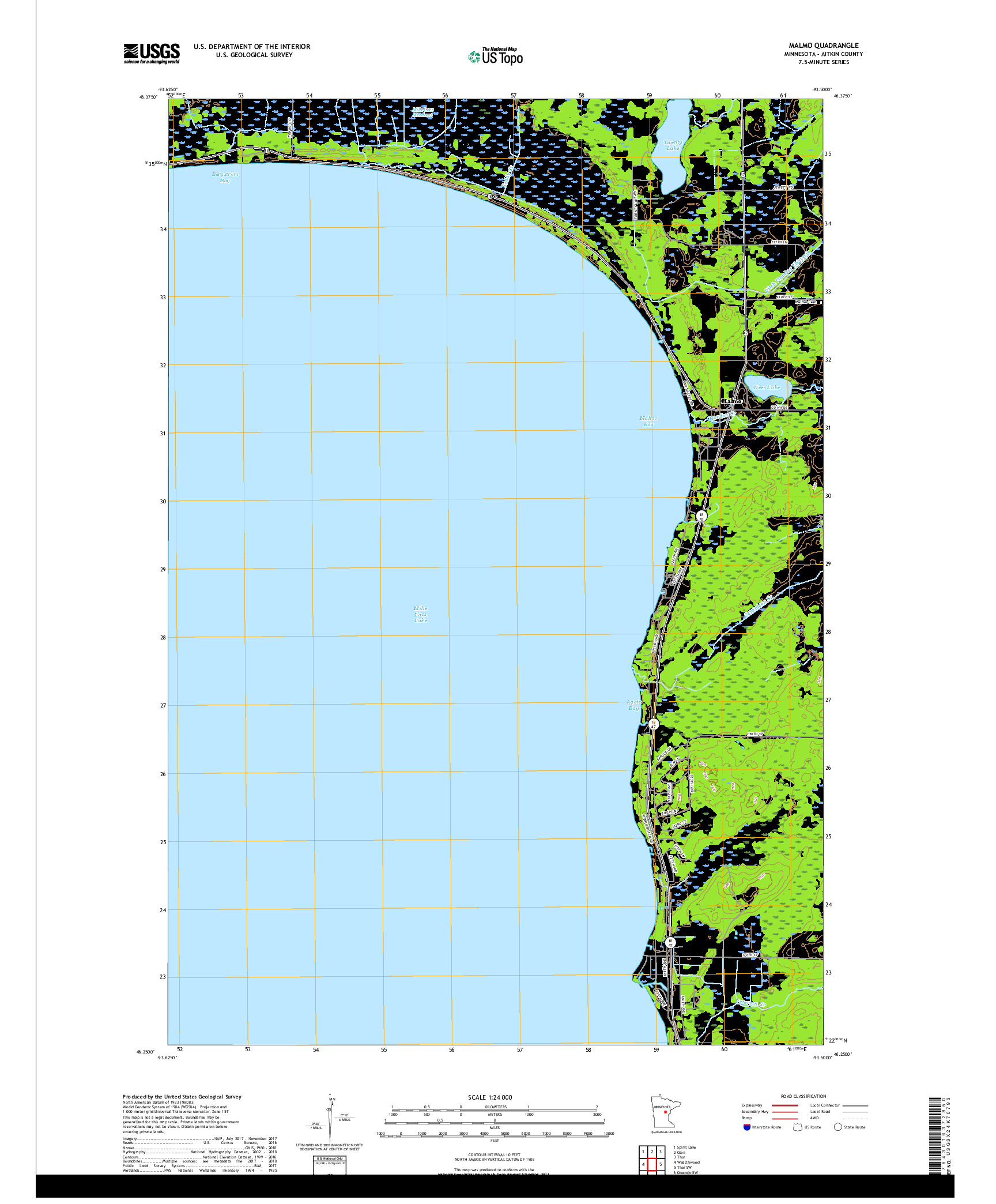 USGS US TOPO 7.5-MINUTE MAP FOR MALMO, MN 2019