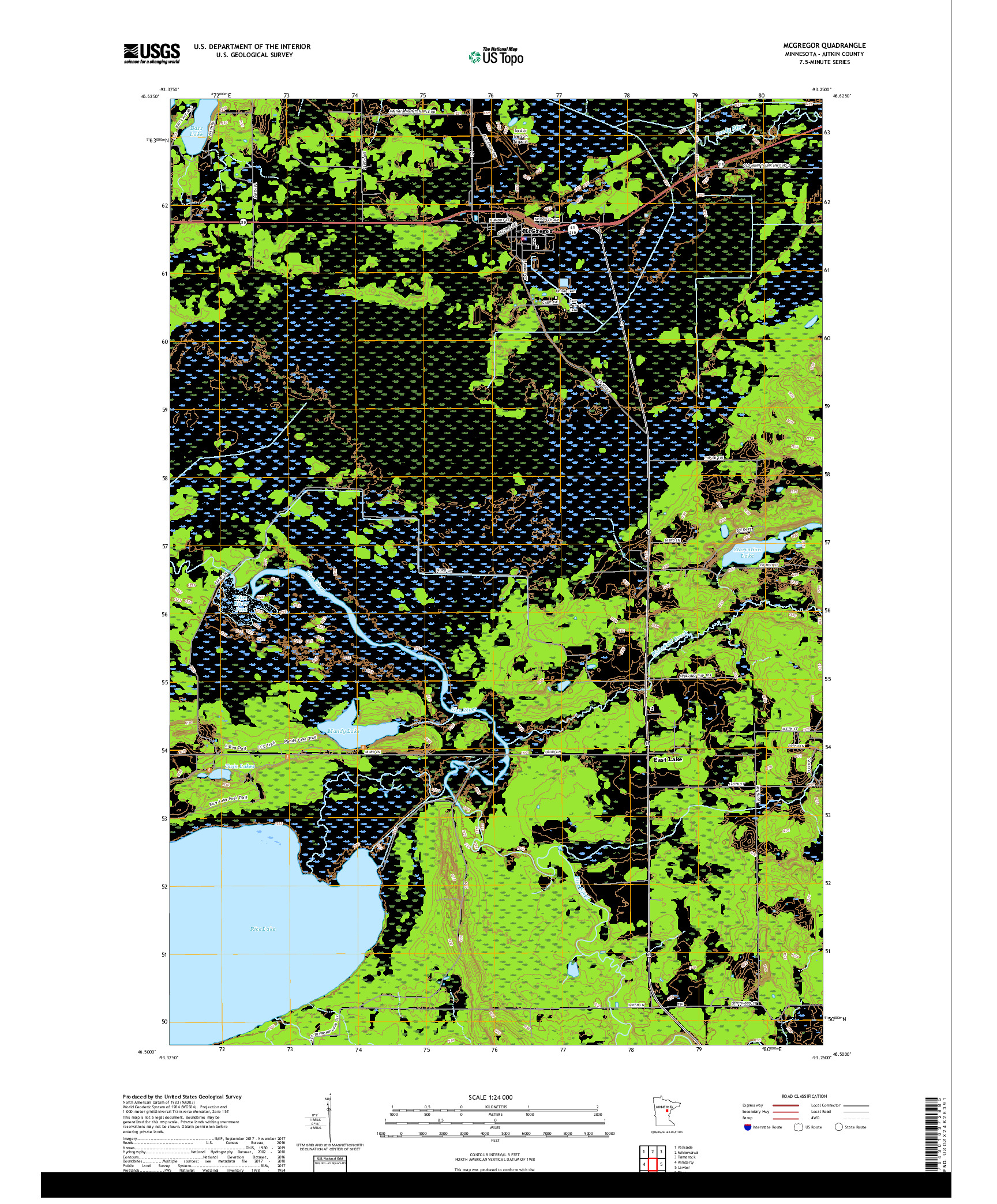 USGS US TOPO 7.5-MINUTE MAP FOR MCGREGOR, MN 2019