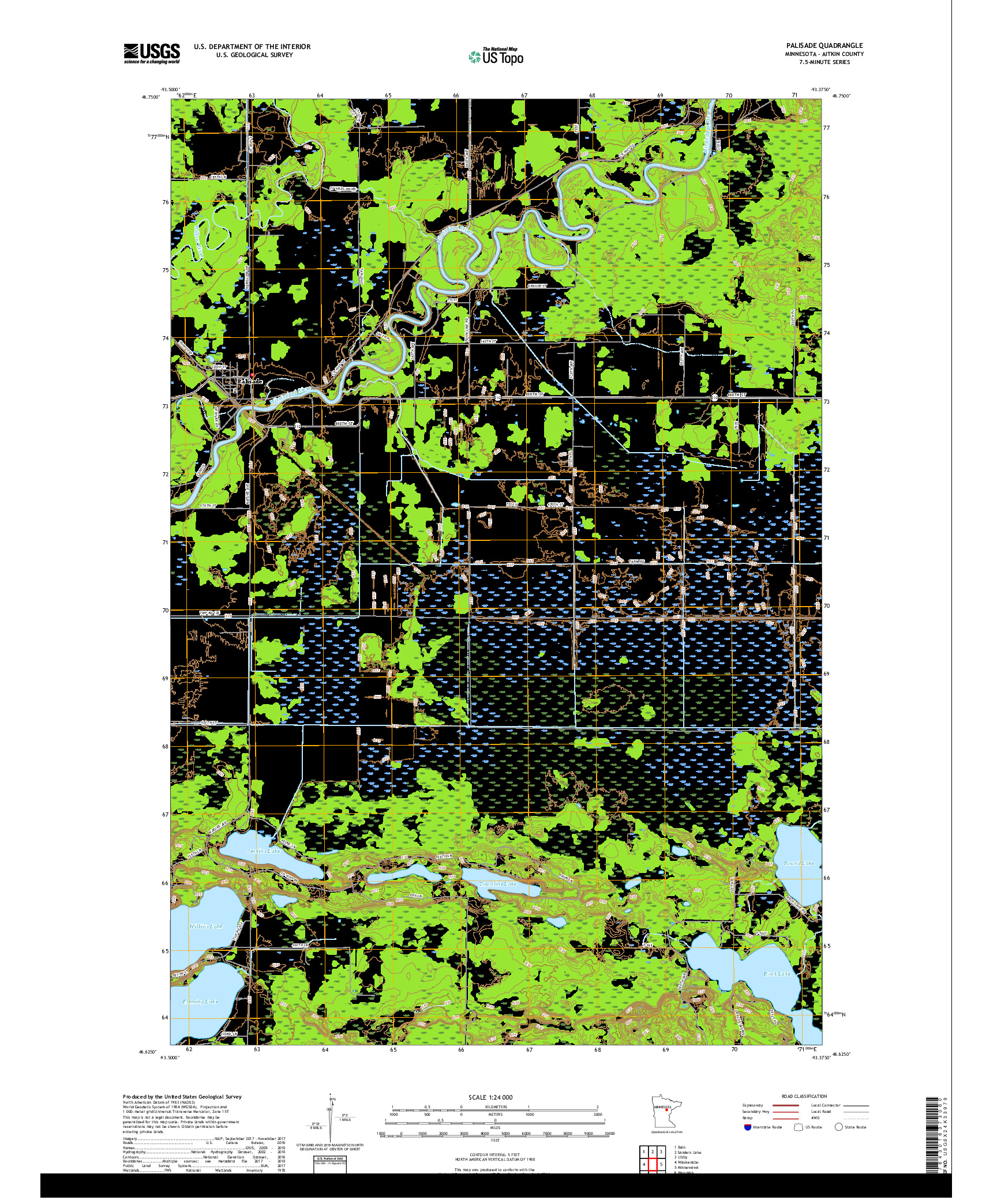 USGS US TOPO 7.5-MINUTE MAP FOR PALISADE, MN 2019