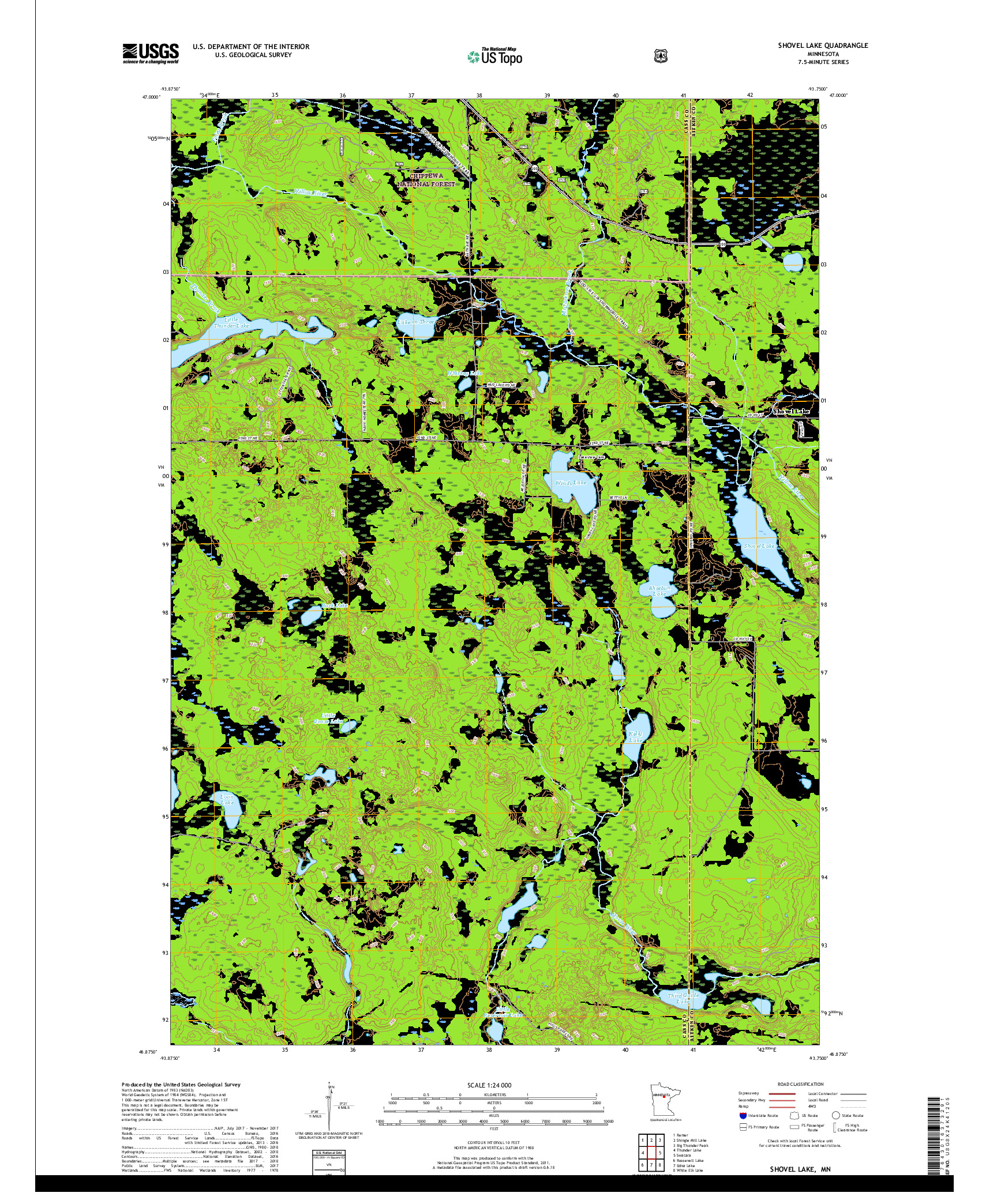 USGS US TOPO 7.5-MINUTE MAP FOR SHOVEL LAKE, MN 2019