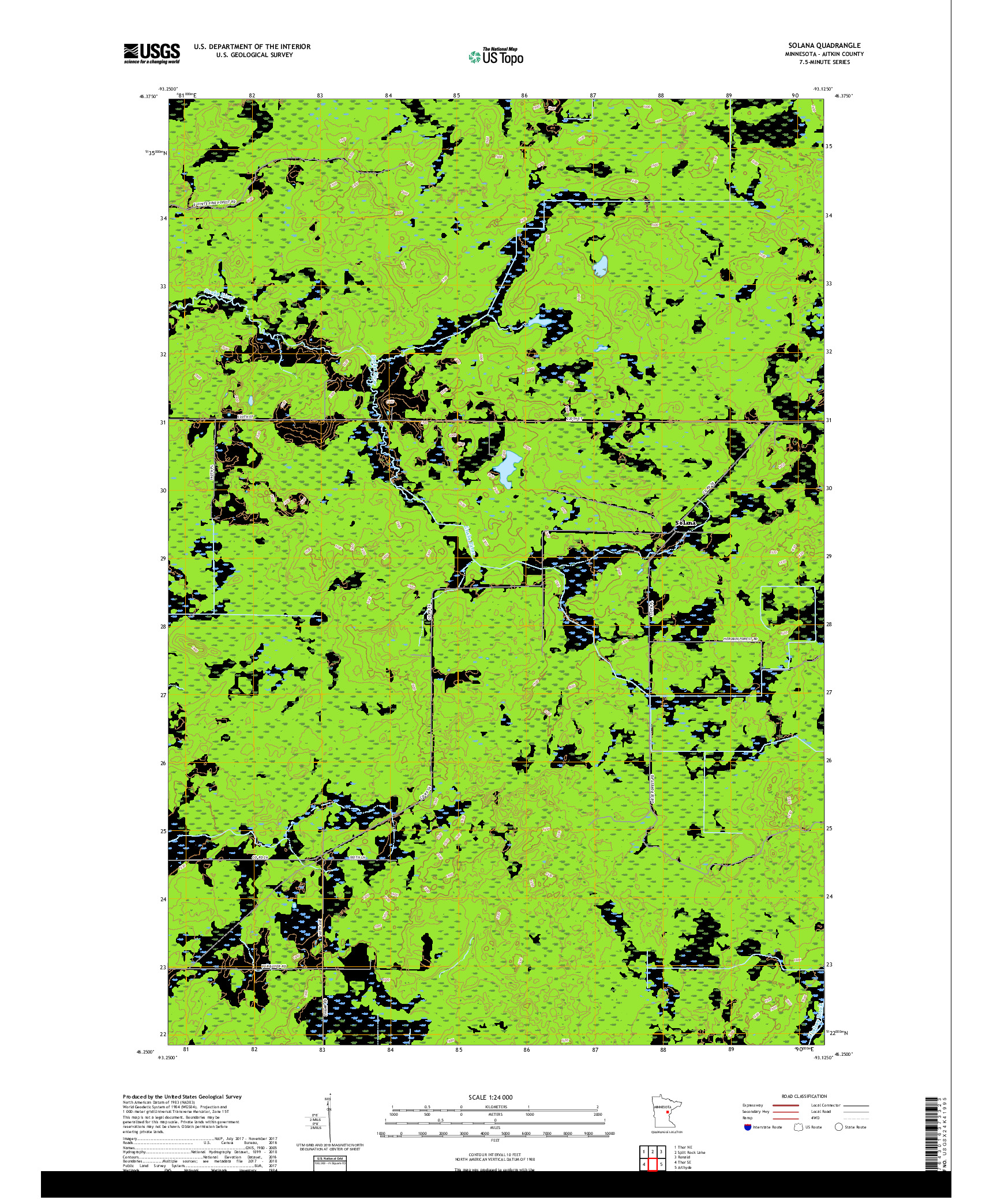 USGS US TOPO 7.5-MINUTE MAP FOR SOLANA, MN 2019