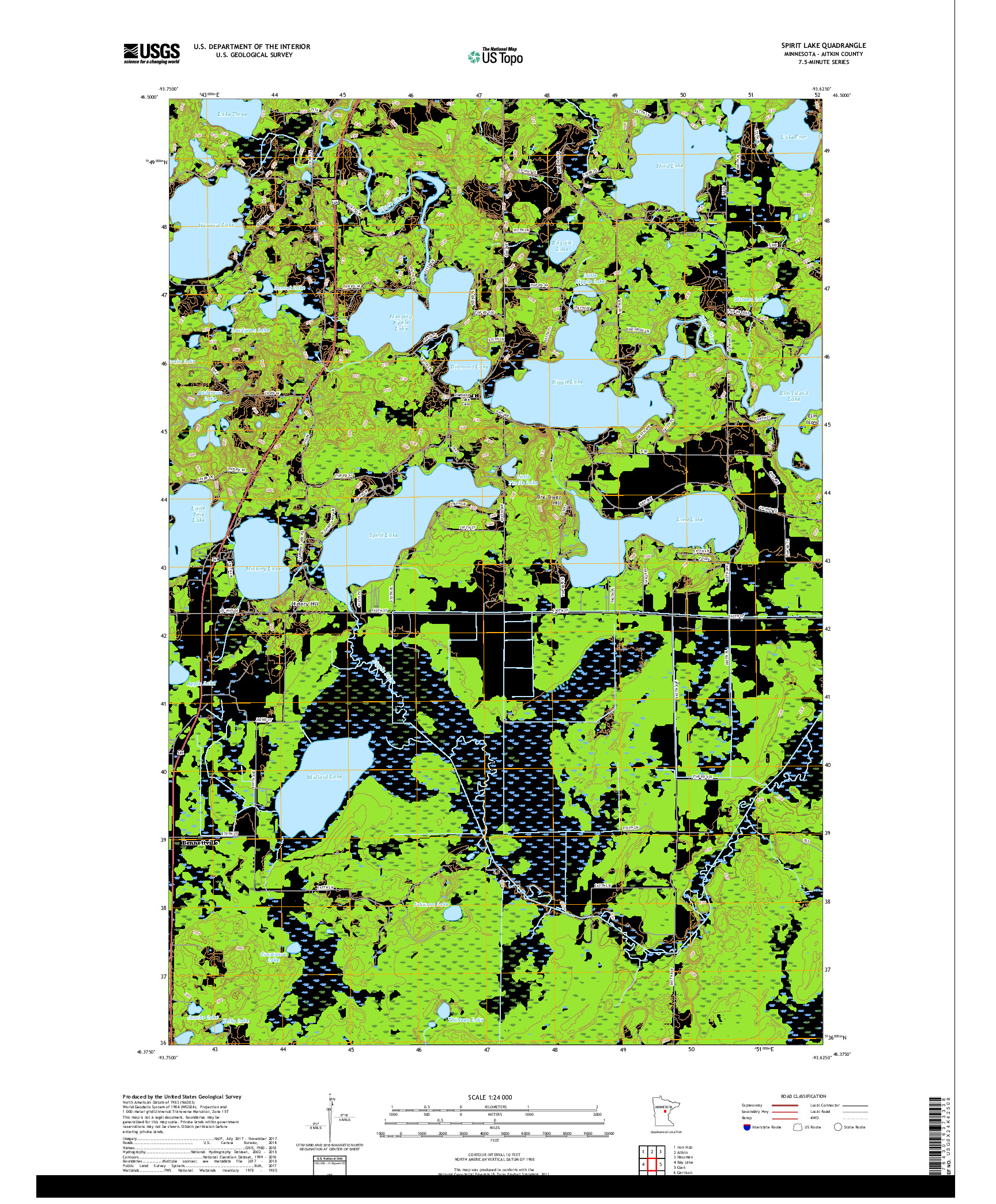 USGS US TOPO 7.5-MINUTE MAP FOR SPIRIT LAKE, MN 2019
