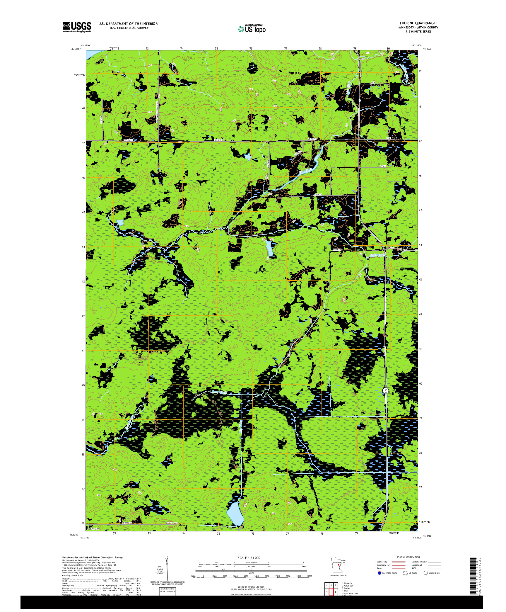 USGS US TOPO 7.5-MINUTE MAP FOR THOR NE, MN 2019