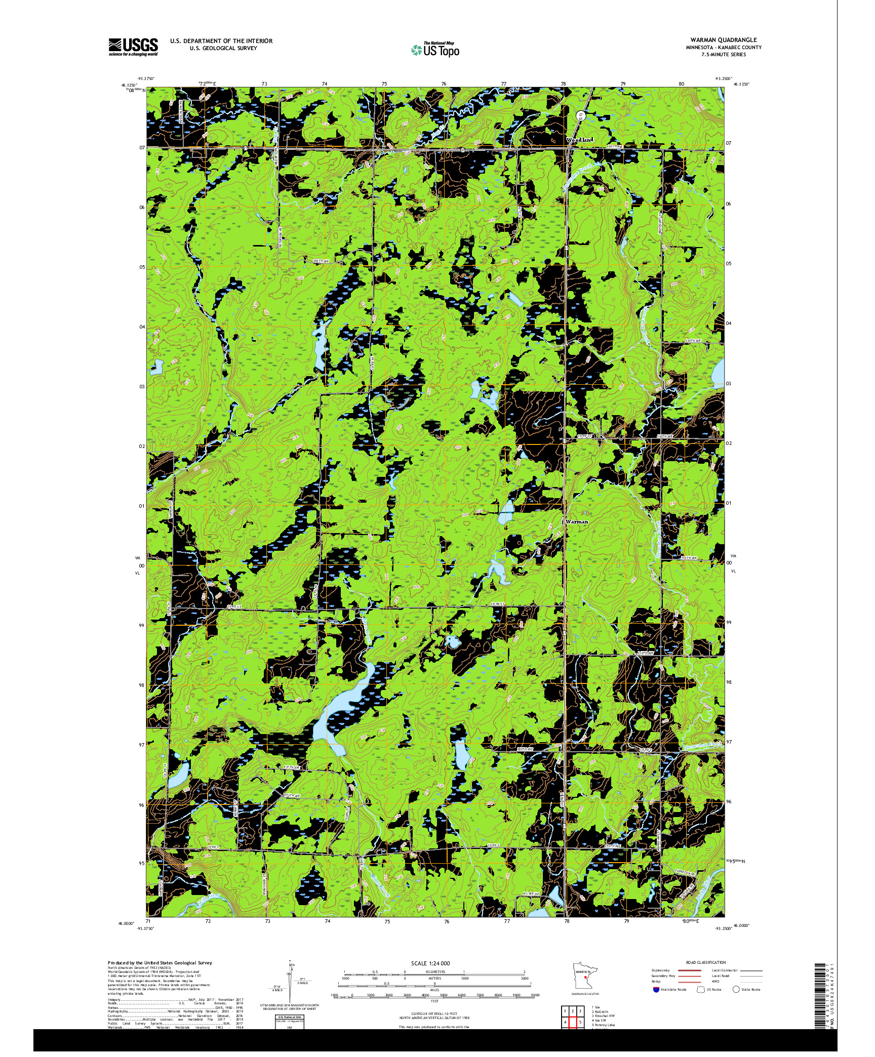 USGS US TOPO 7.5-MINUTE MAP FOR WARMAN, MN 2019