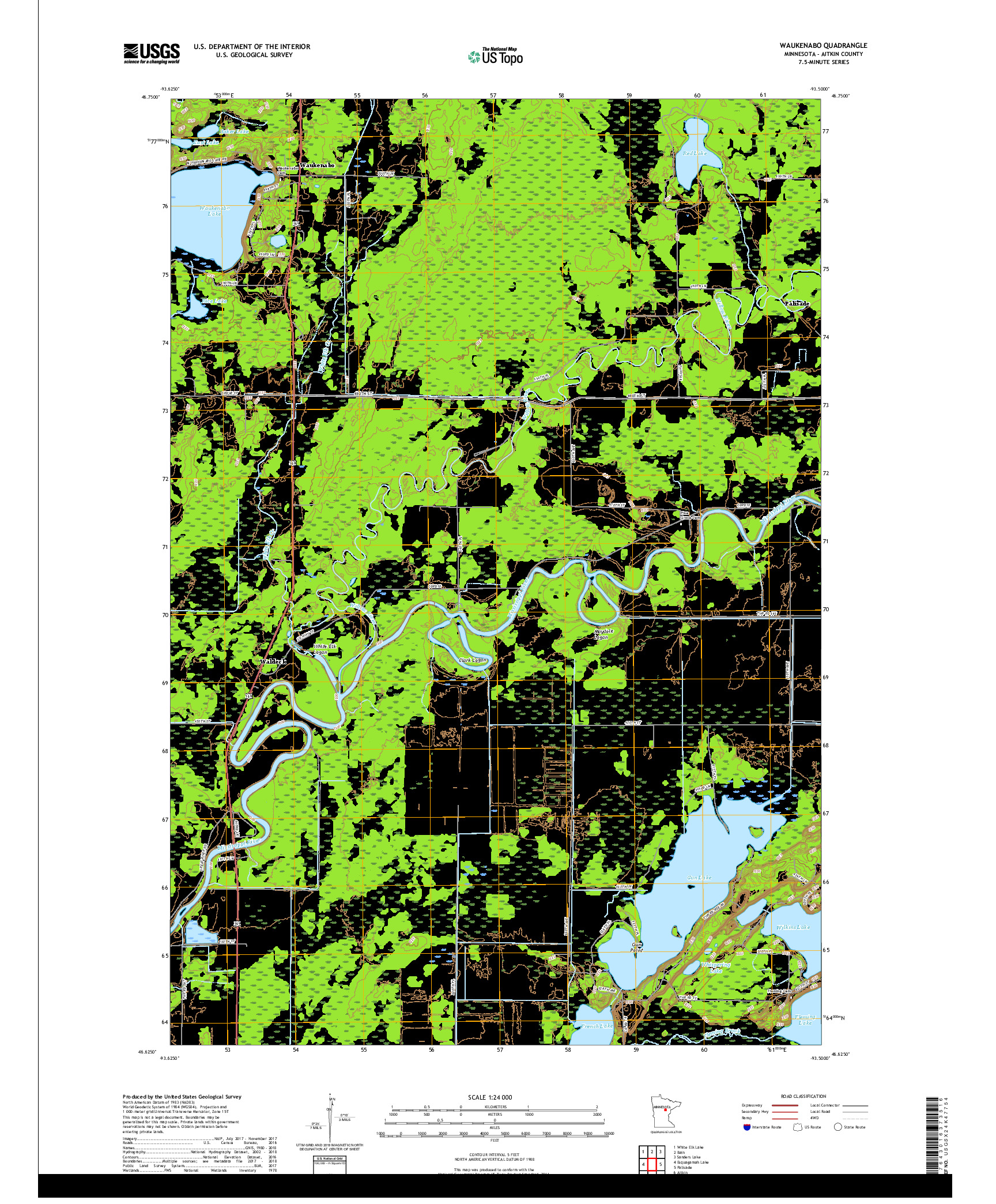 USGS US TOPO 7.5-MINUTE MAP FOR WAUKENABO, MN 2019