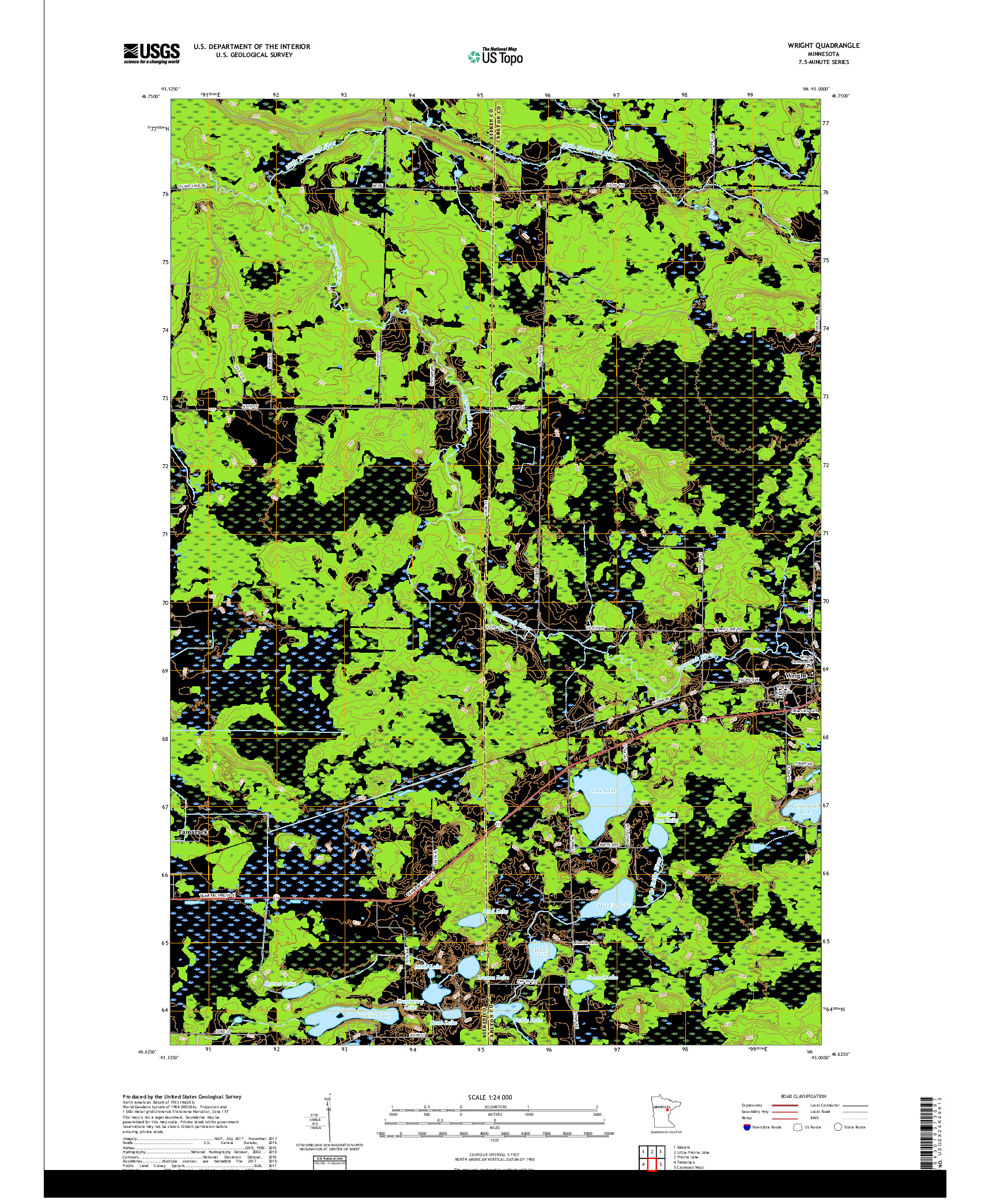 USGS US TOPO 7.5-MINUTE MAP FOR WRIGHT, MN 2019