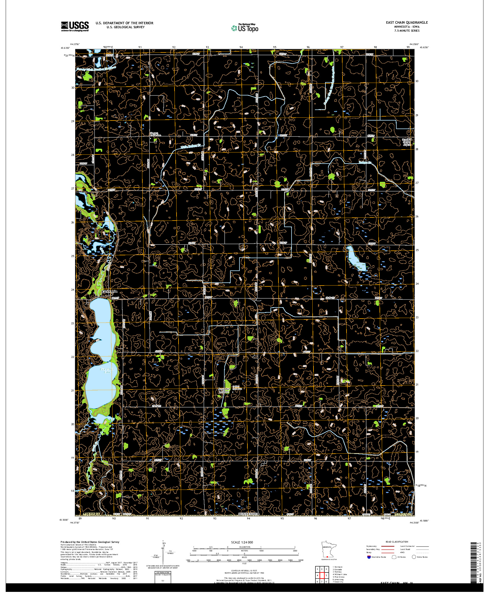 USGS US TOPO 7.5-MINUTE MAP FOR EAST CHAIN, MN,IA 2019