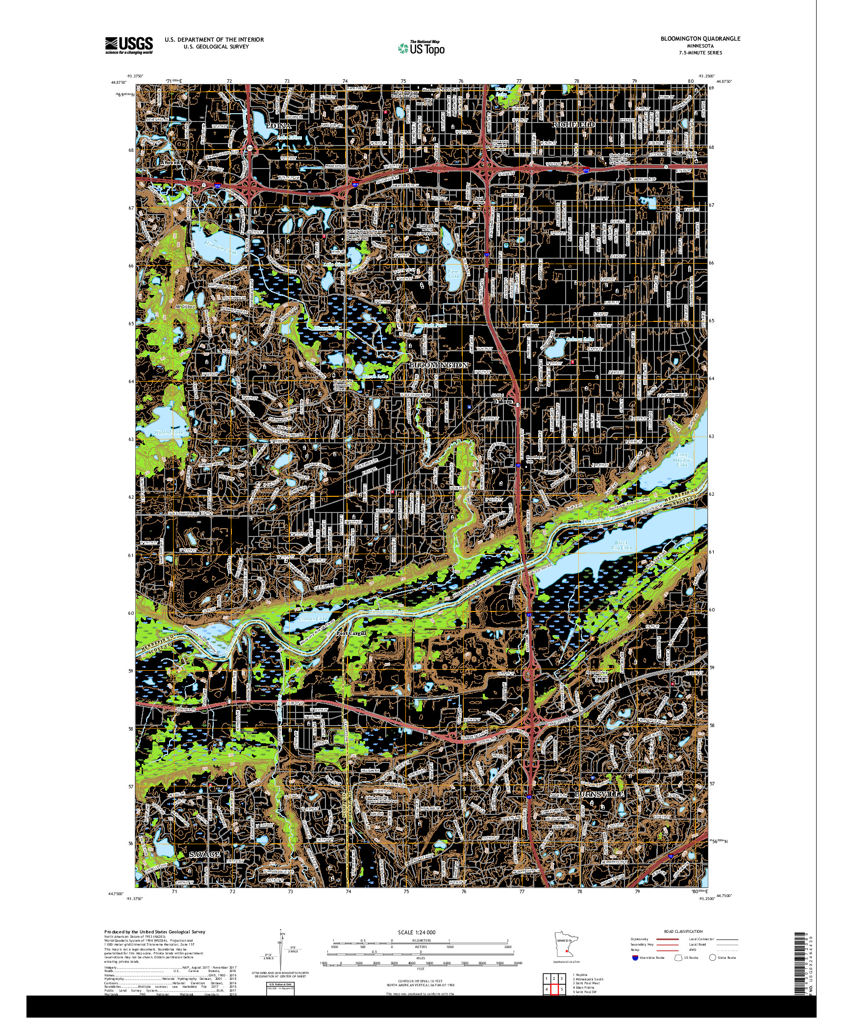 USGS US TOPO 7.5-MINUTE MAP FOR BLOOMINGTON, MN 2019