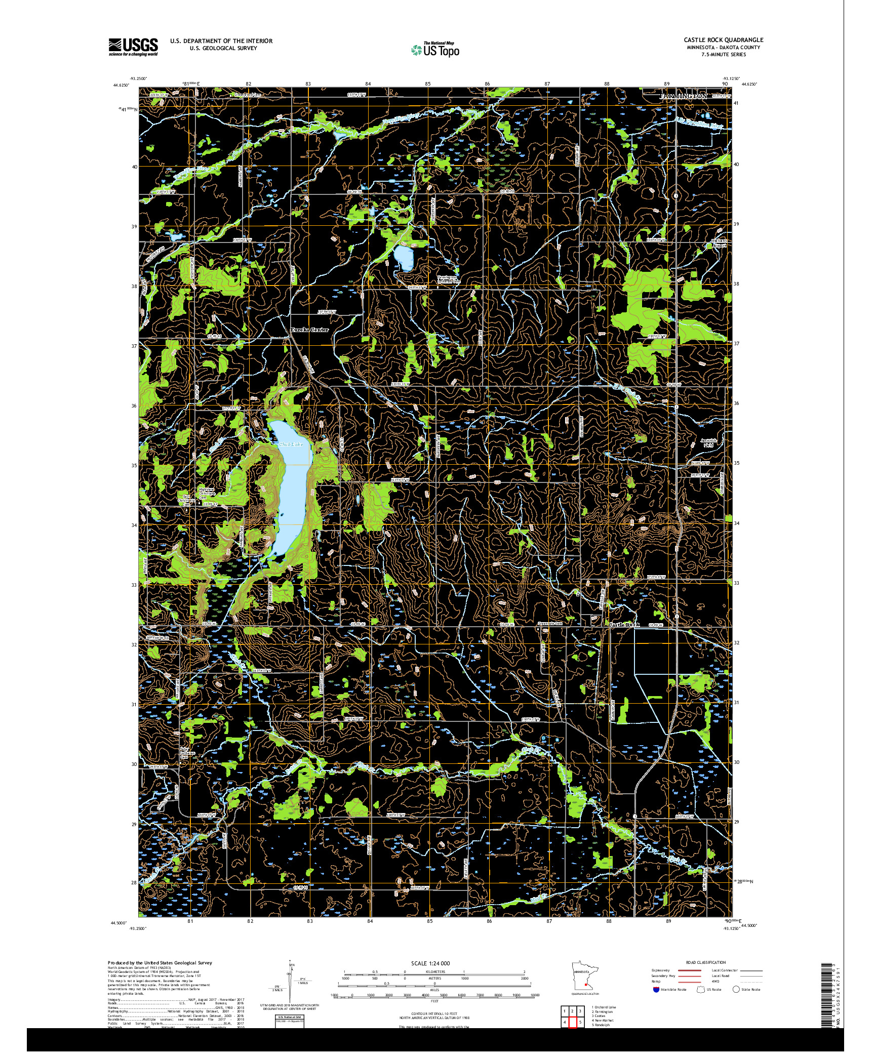 USGS US TOPO 7.5-MINUTE MAP FOR CASTLE ROCK, MN 2019