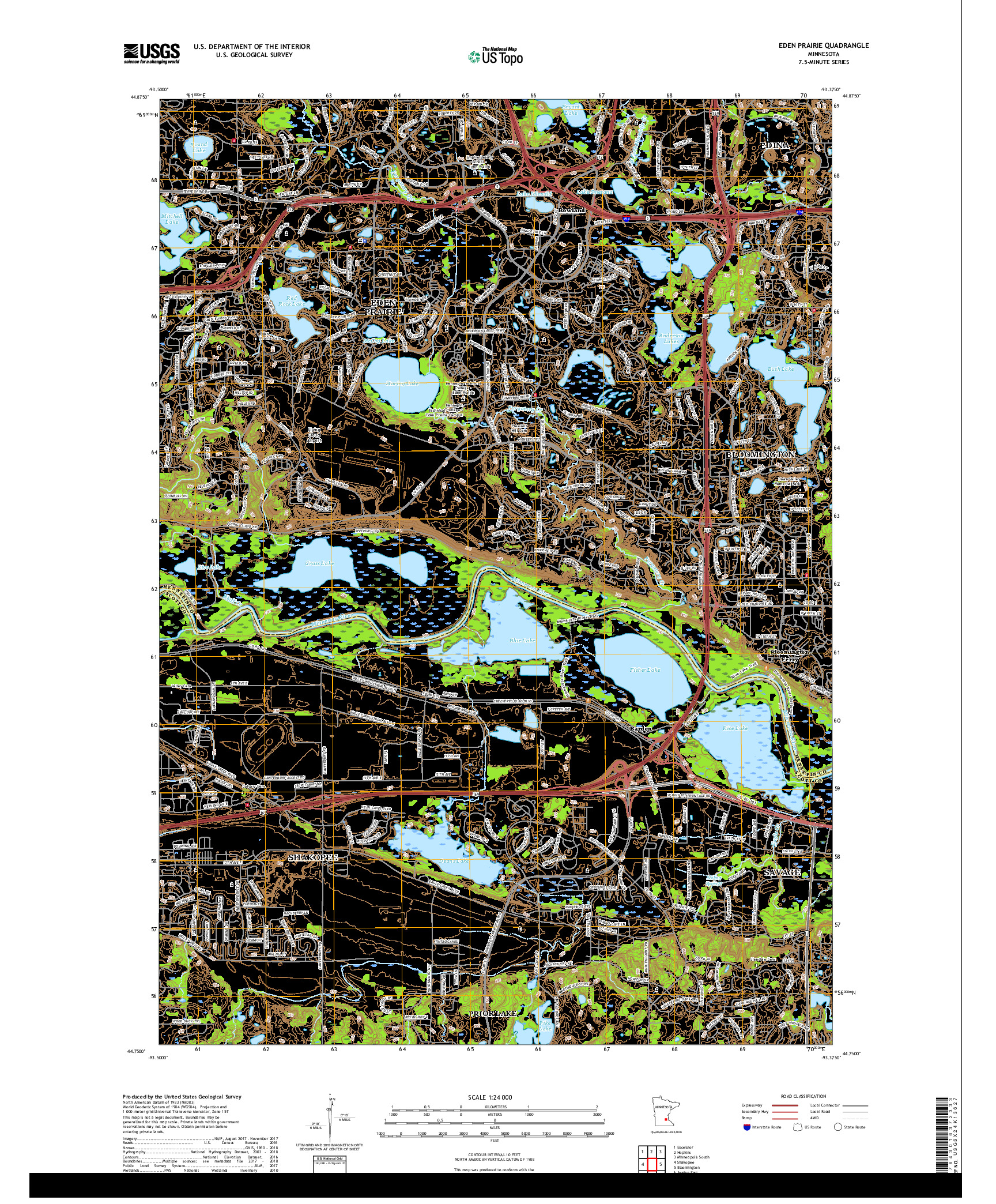 USGS US TOPO 7.5-MINUTE MAP FOR EDEN PRAIRIE, MN 2019