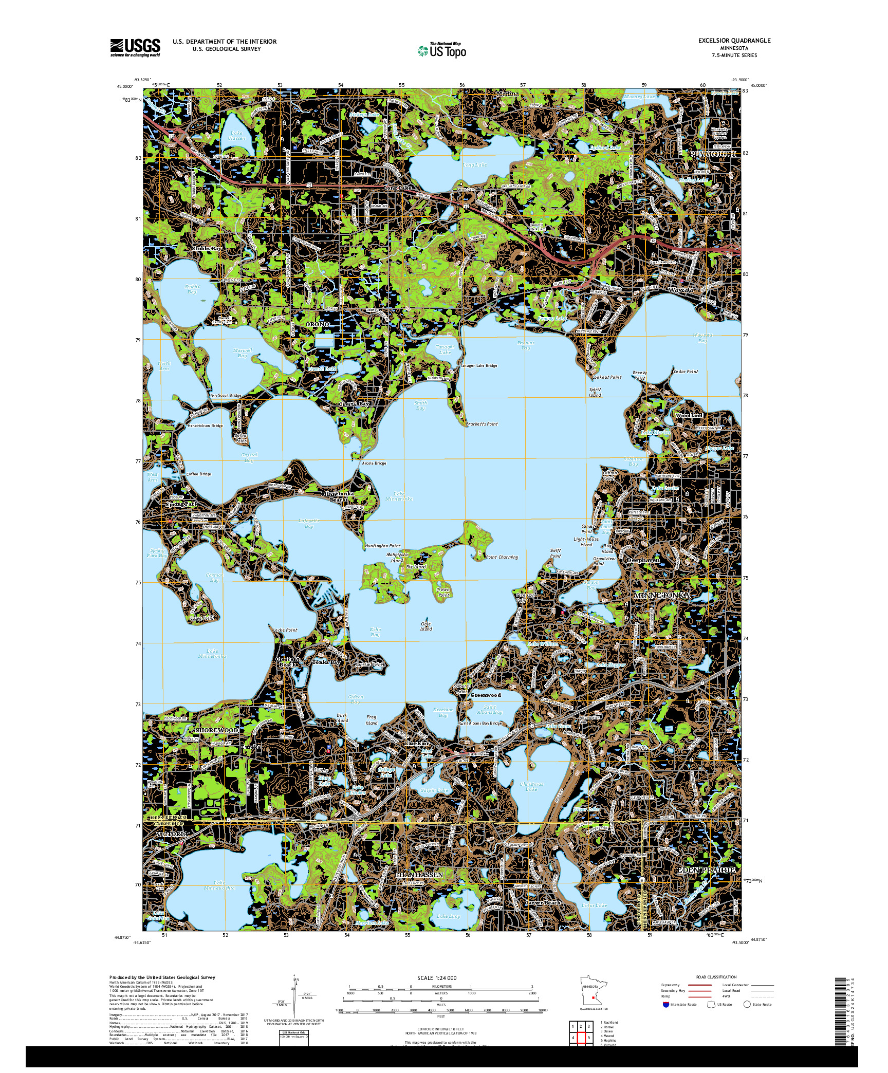 USGS US TOPO 7.5-MINUTE MAP FOR EXCELSIOR, MN 2019