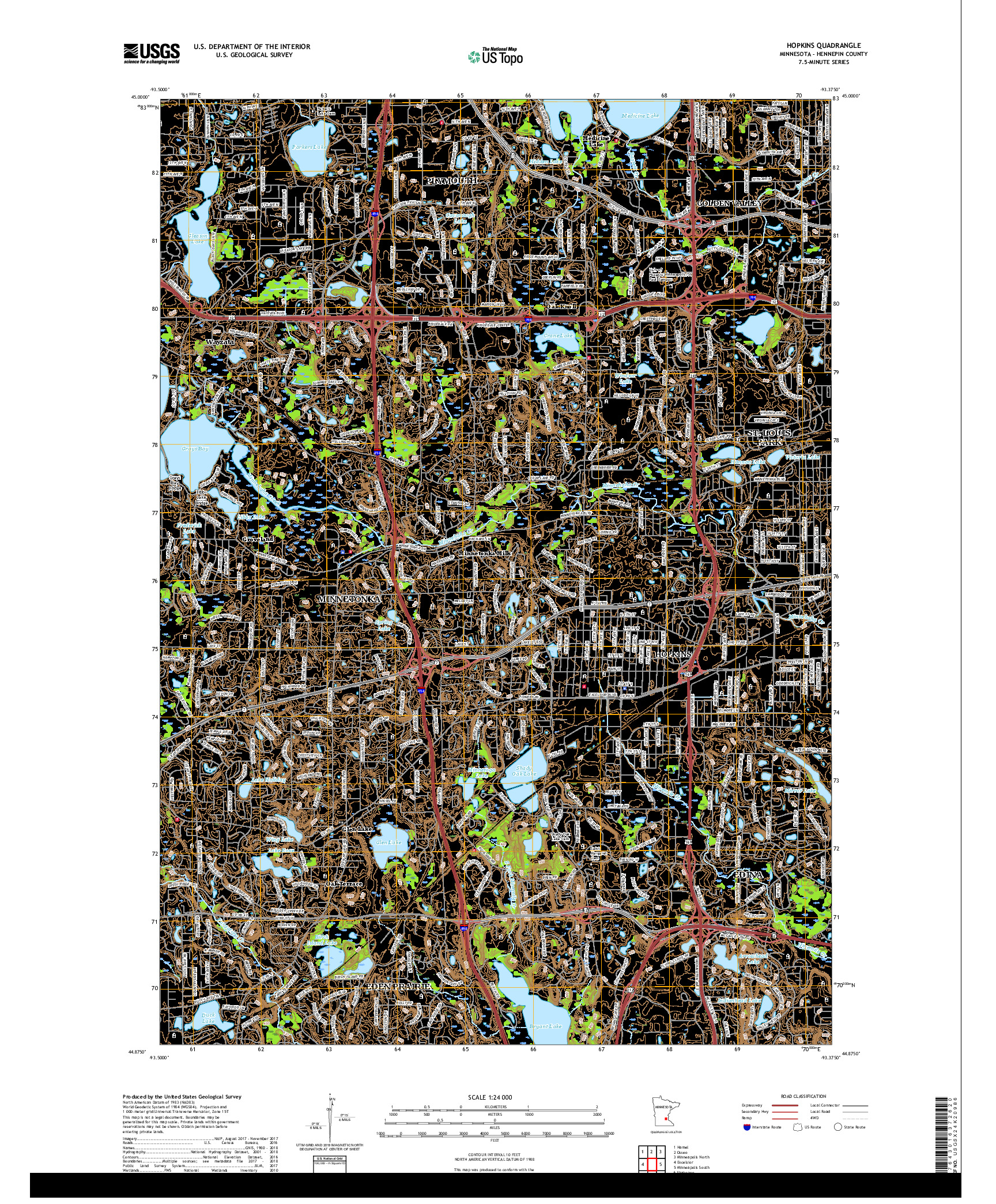 USGS US TOPO 7.5-MINUTE MAP FOR HOPKINS, MN 2019