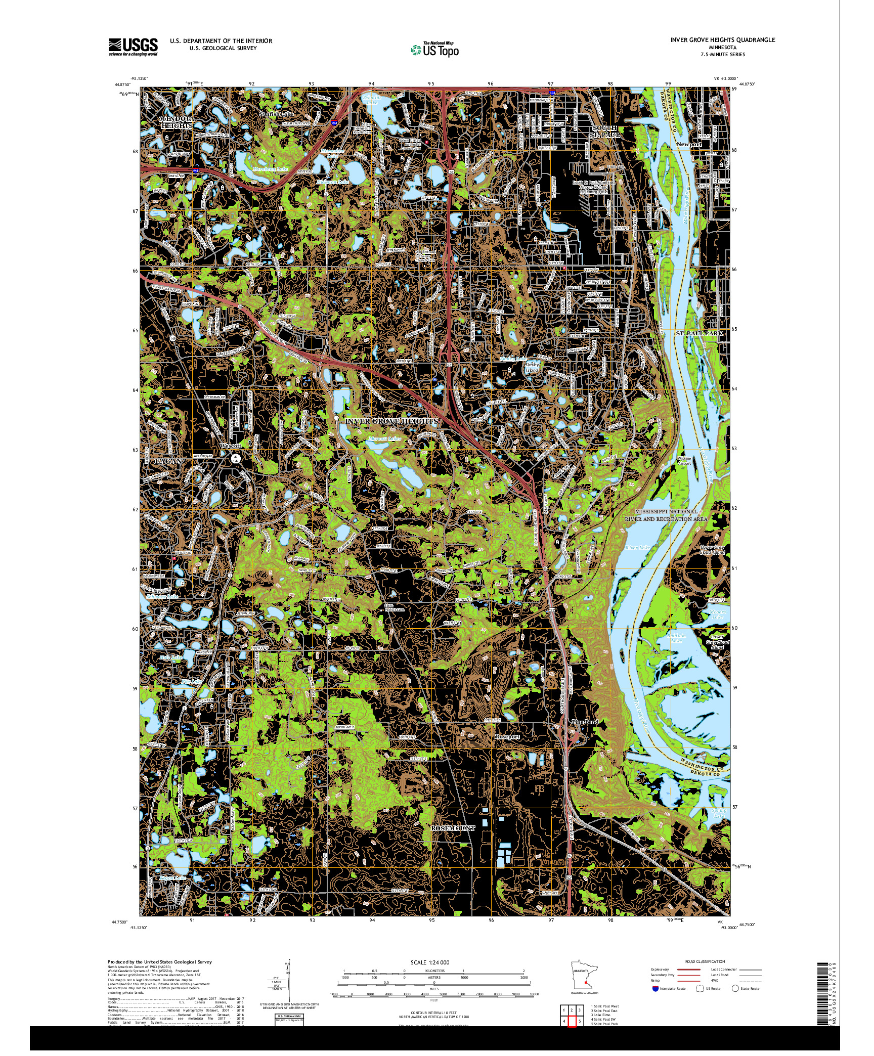 USGS US TOPO 7.5-MINUTE MAP FOR INVER GROVE HEIGHTS, MN 2019
