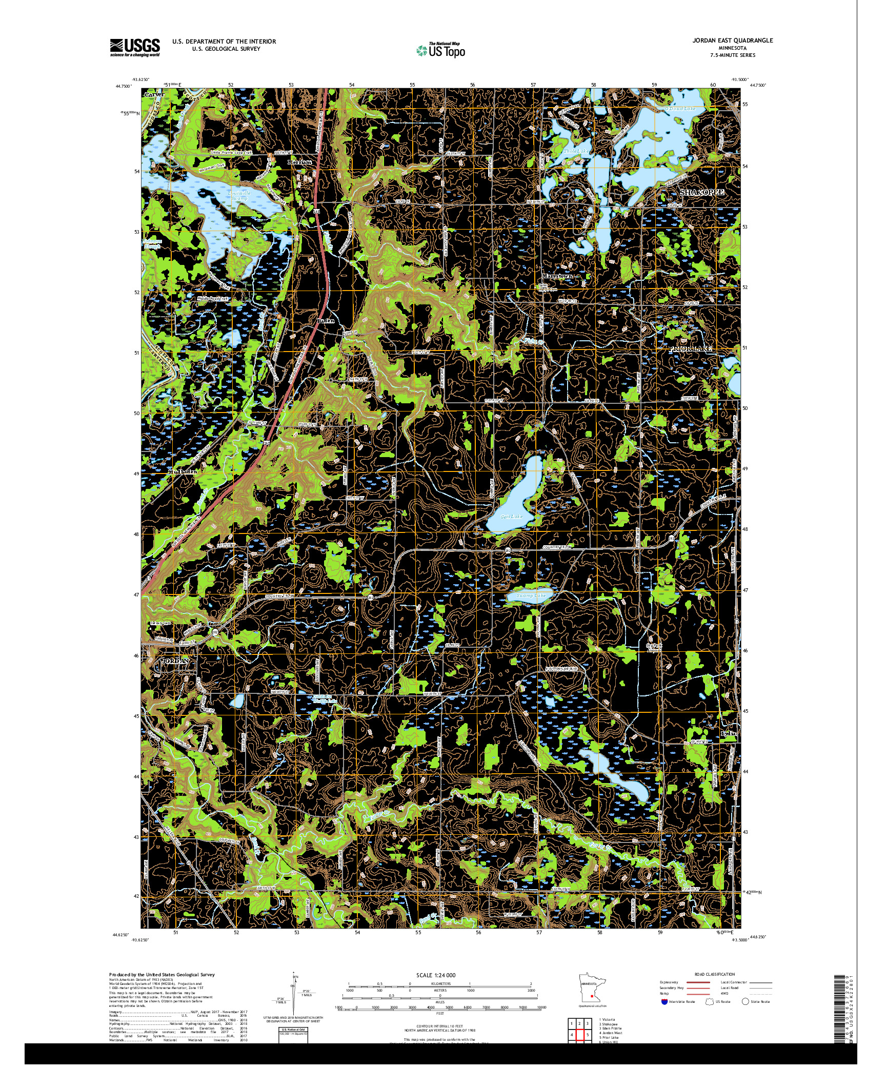 USGS US TOPO 7.5-MINUTE MAP FOR JORDAN EAST, MN 2019