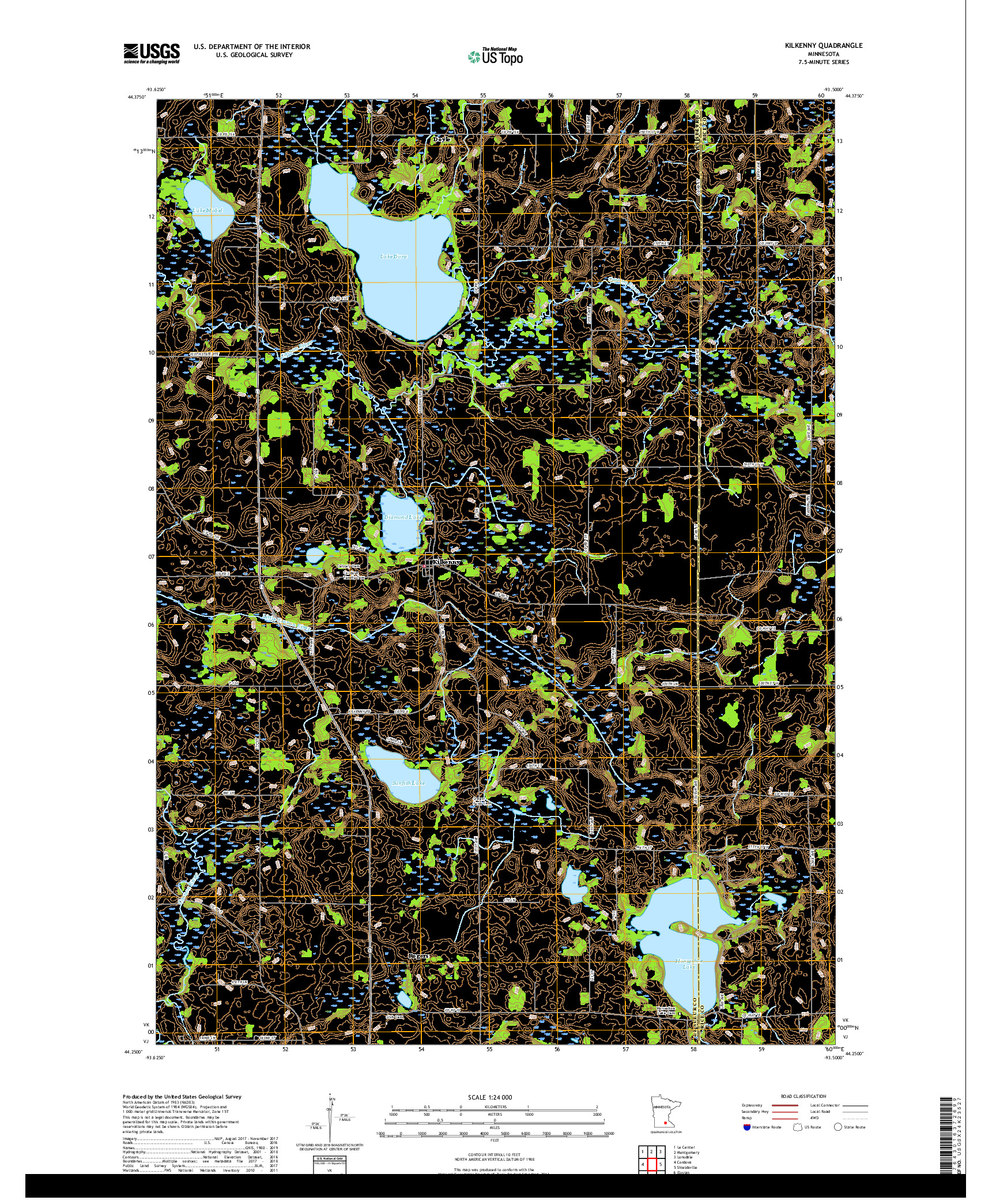 USGS US TOPO 7.5-MINUTE MAP FOR KILKENNY, MN 2019