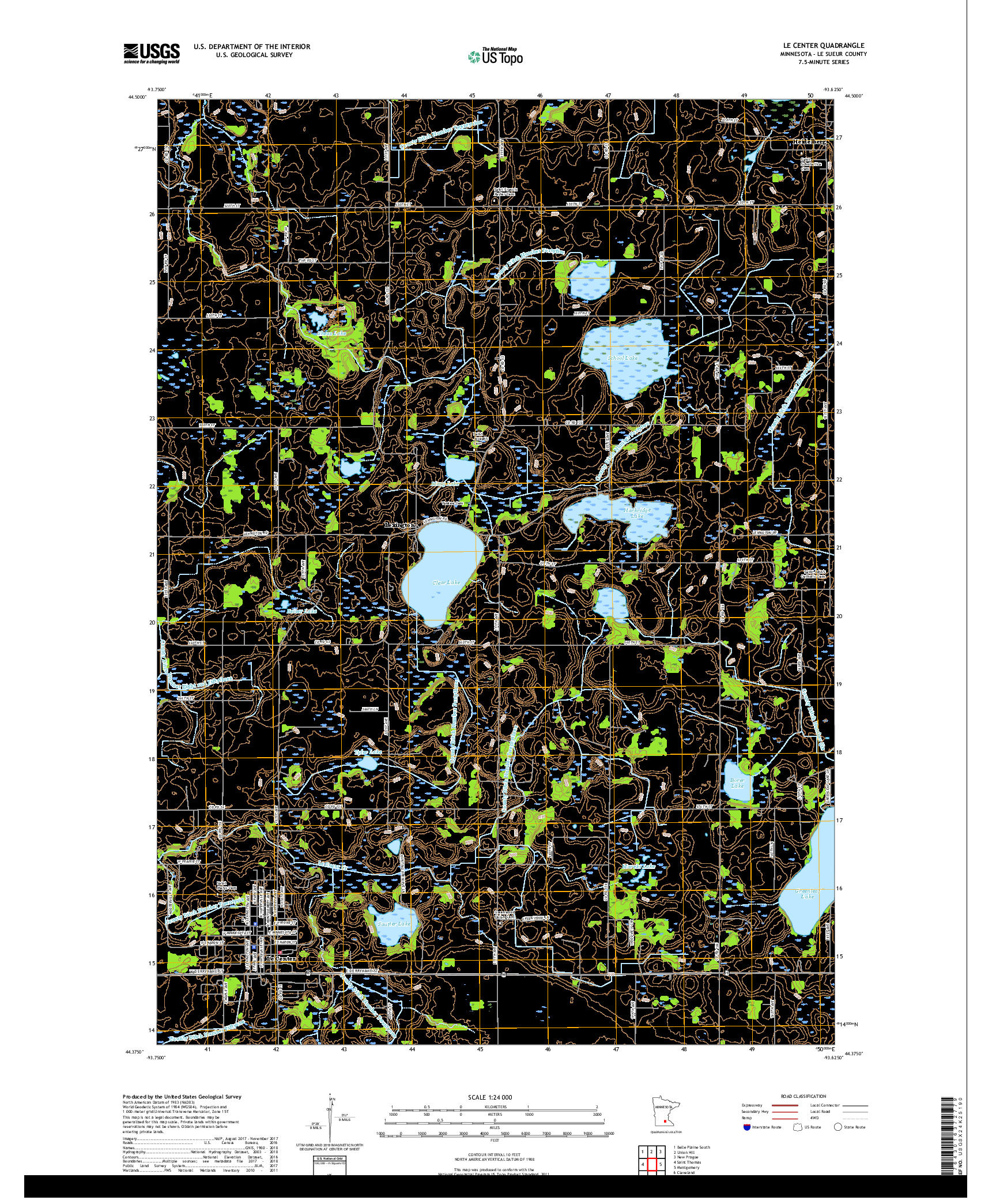 USGS US TOPO 7.5-MINUTE MAP FOR LE CENTER, MN 2019