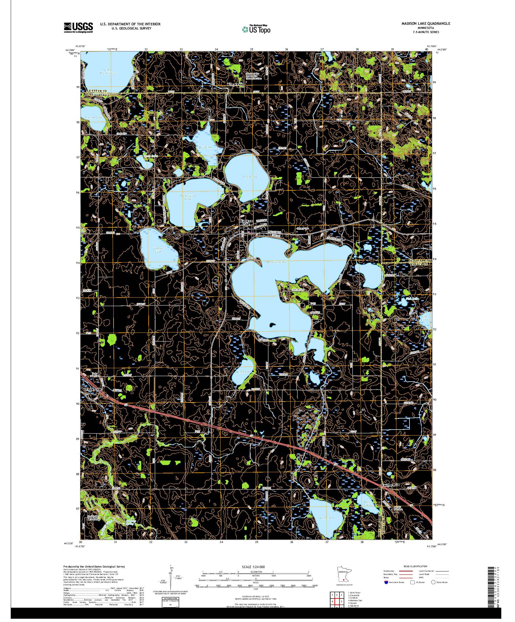 USGS US TOPO 7.5-MINUTE MAP FOR MADISON LAKE, MN 2019