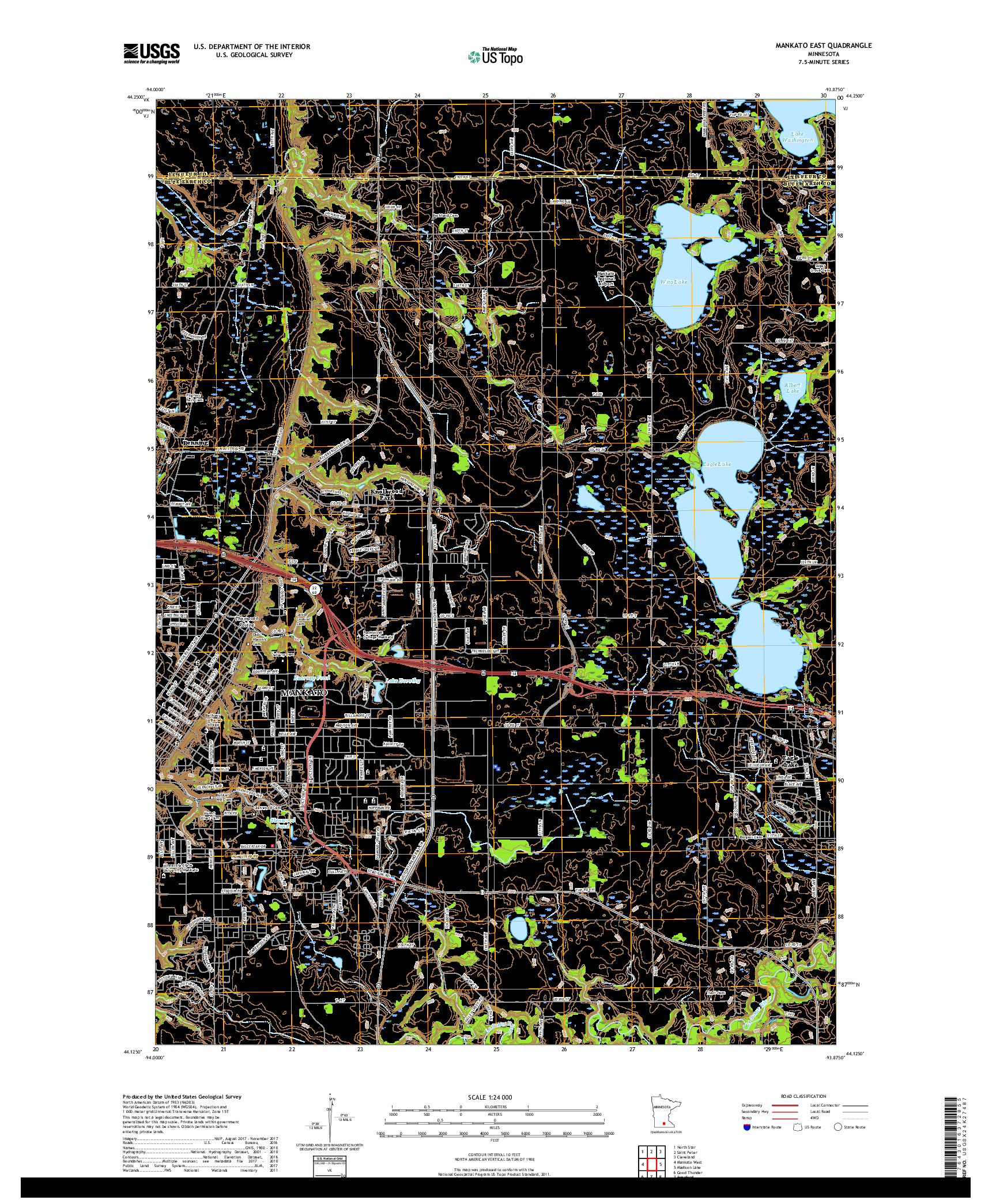 USGS US TOPO 7.5-MINUTE MAP FOR MANKATO EAST, MN 2019