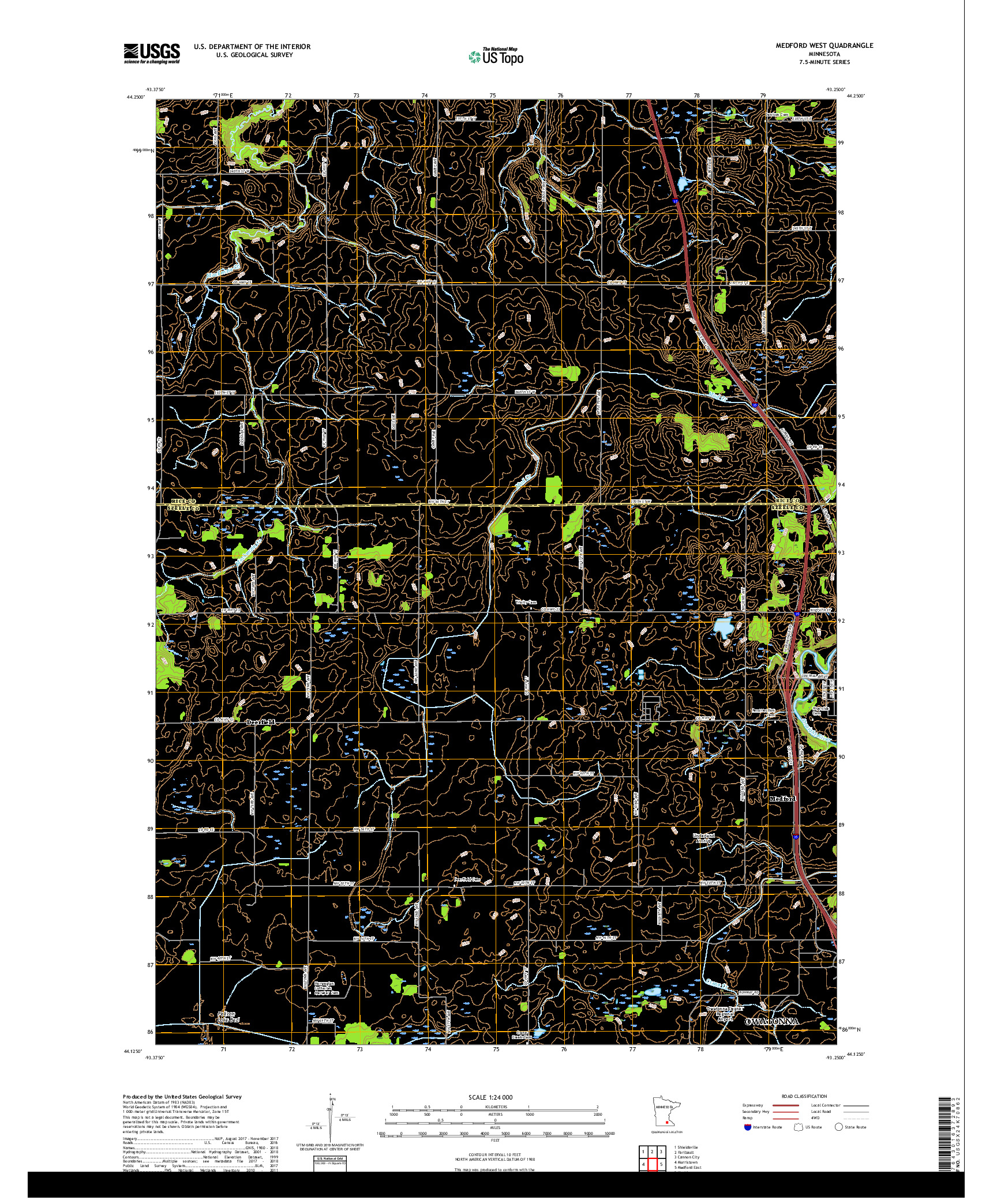 USGS US TOPO 7.5-MINUTE MAP FOR MEDFORD WEST, MN 2019