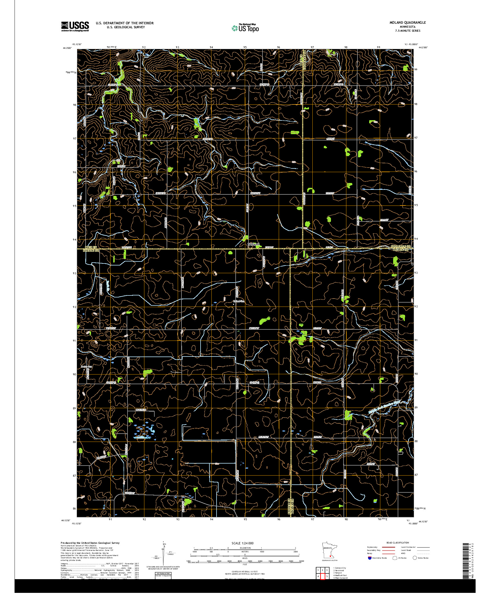 USGS US TOPO 7.5-MINUTE MAP FOR MOLAND, MN 2019