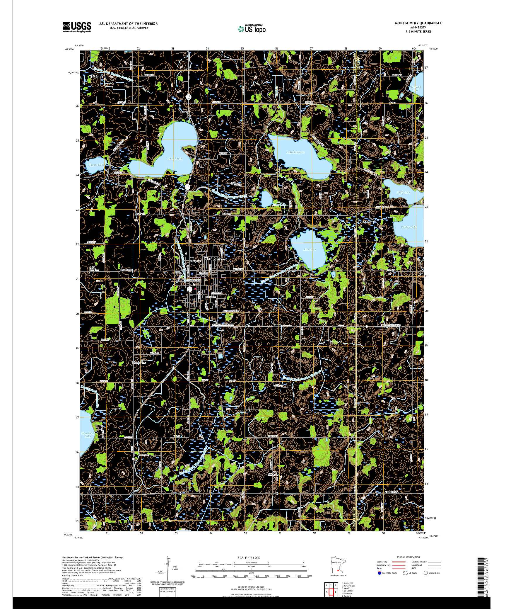 USGS US TOPO 7.5-MINUTE MAP FOR MONTGOMERY, MN 2019