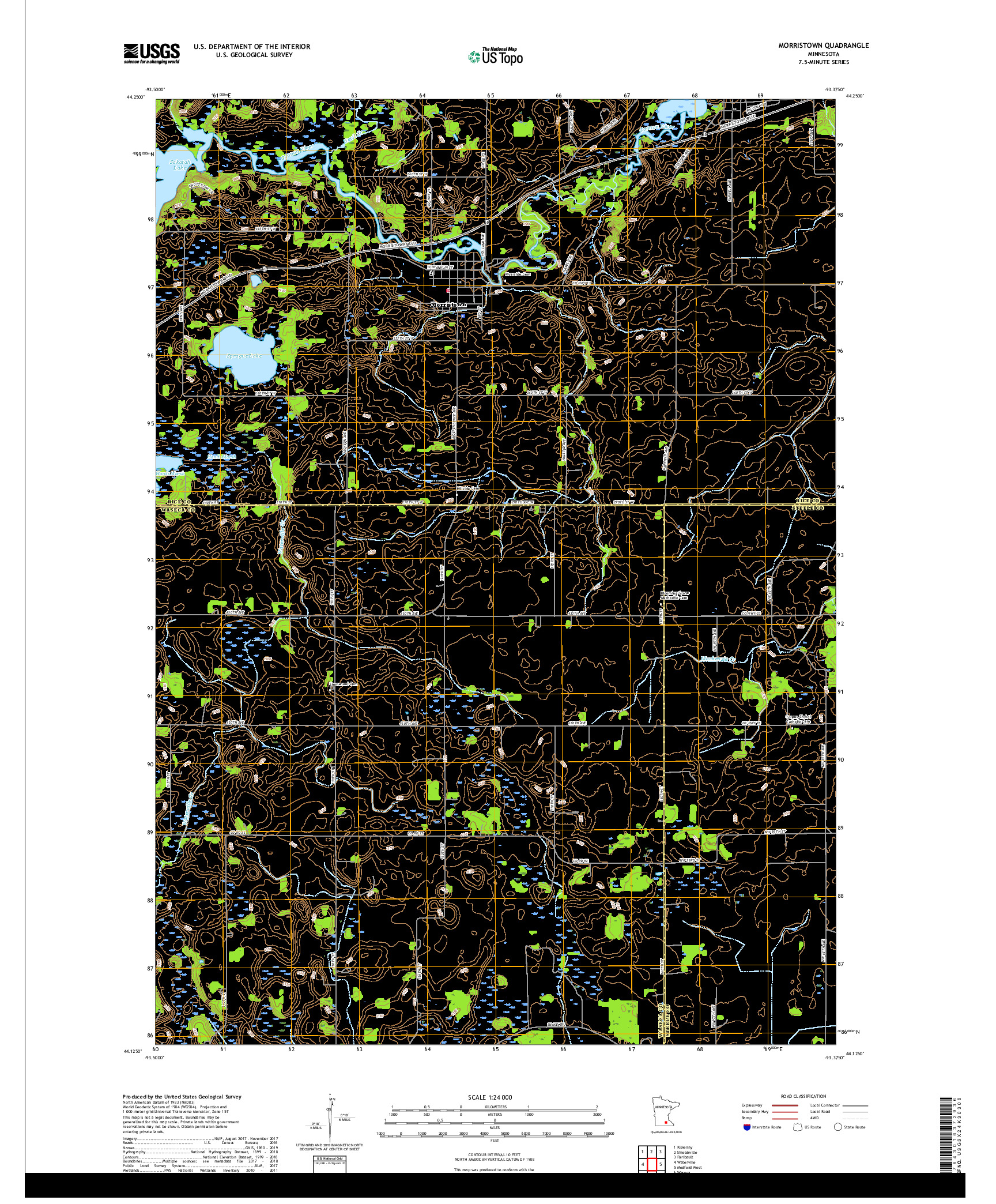 USGS US TOPO 7.5-MINUTE MAP FOR MORRISTOWN, MN 2019