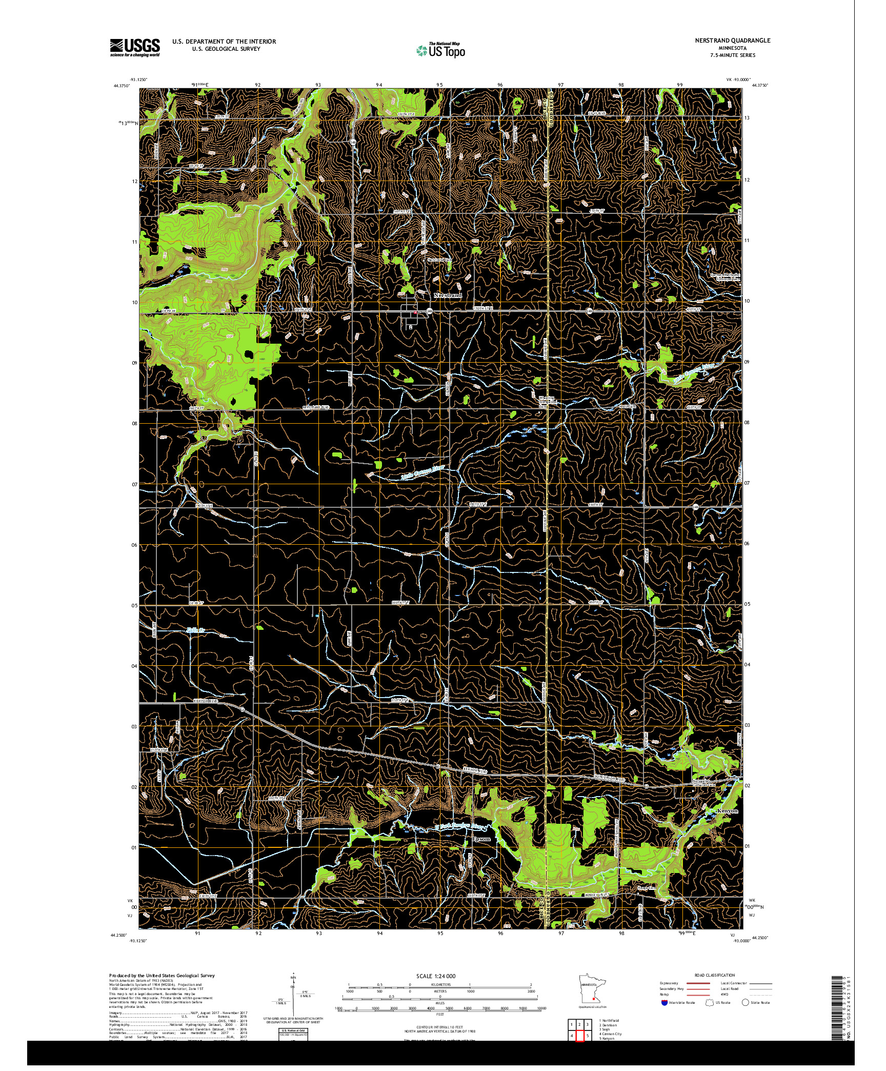 USGS US TOPO 7.5-MINUTE MAP FOR NERSTRAND, MN 2019