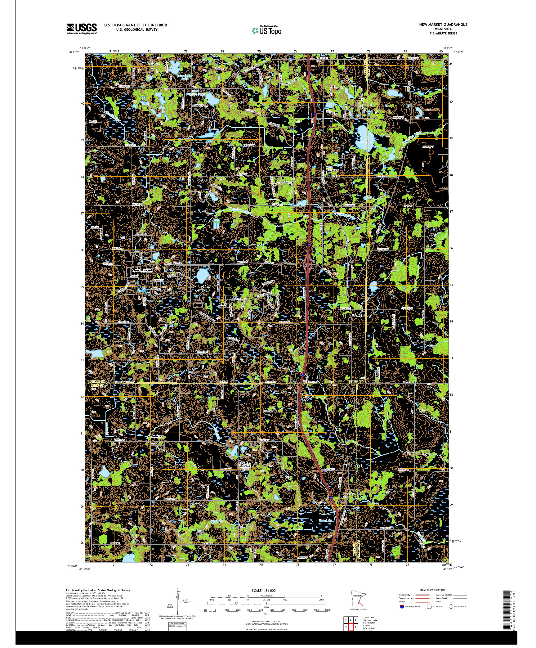 USGS US TOPO 7.5-MINUTE MAP FOR NEW MARKET, MN 2019