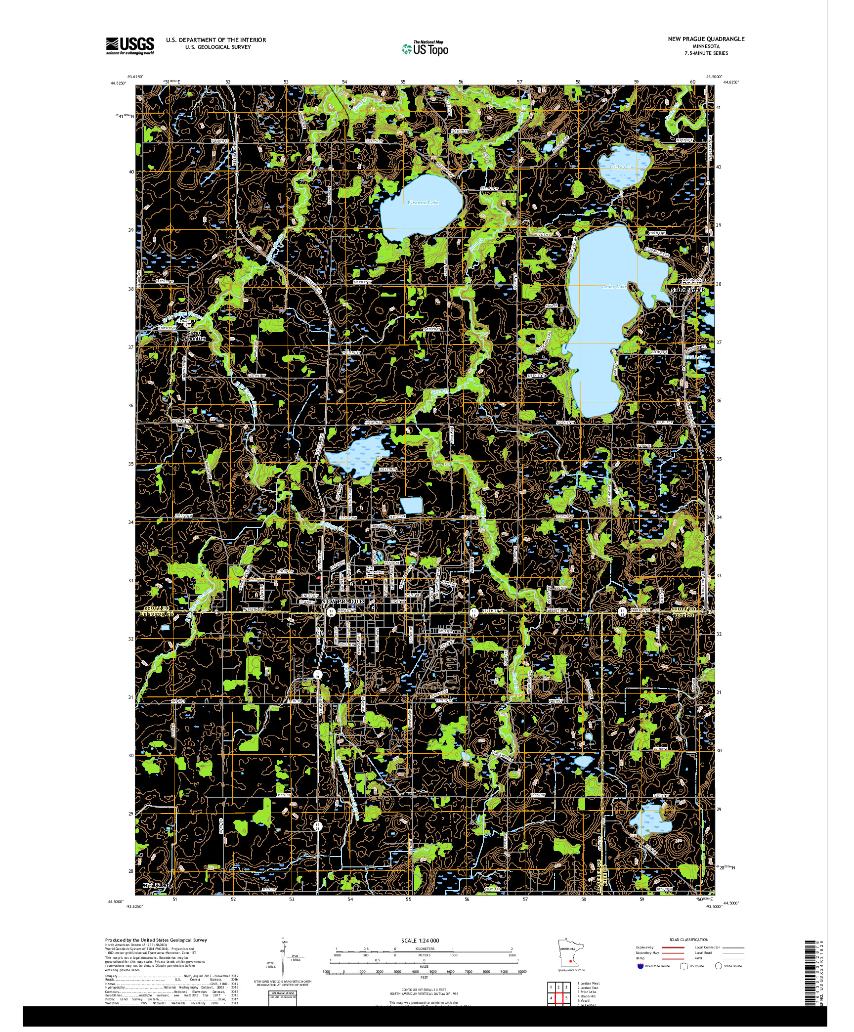 USGS US TOPO 7.5-MINUTE MAP FOR NEW PRAGUE, MN 2019