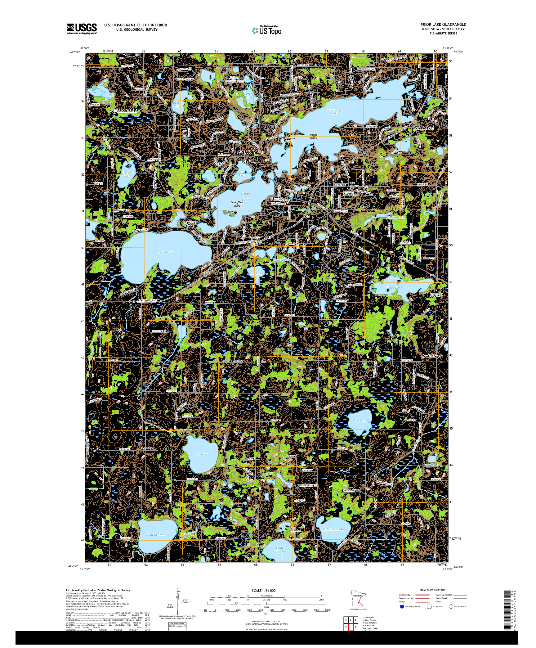 USGS US TOPO 7.5-MINUTE MAP FOR PRIOR LAKE, MN 2019