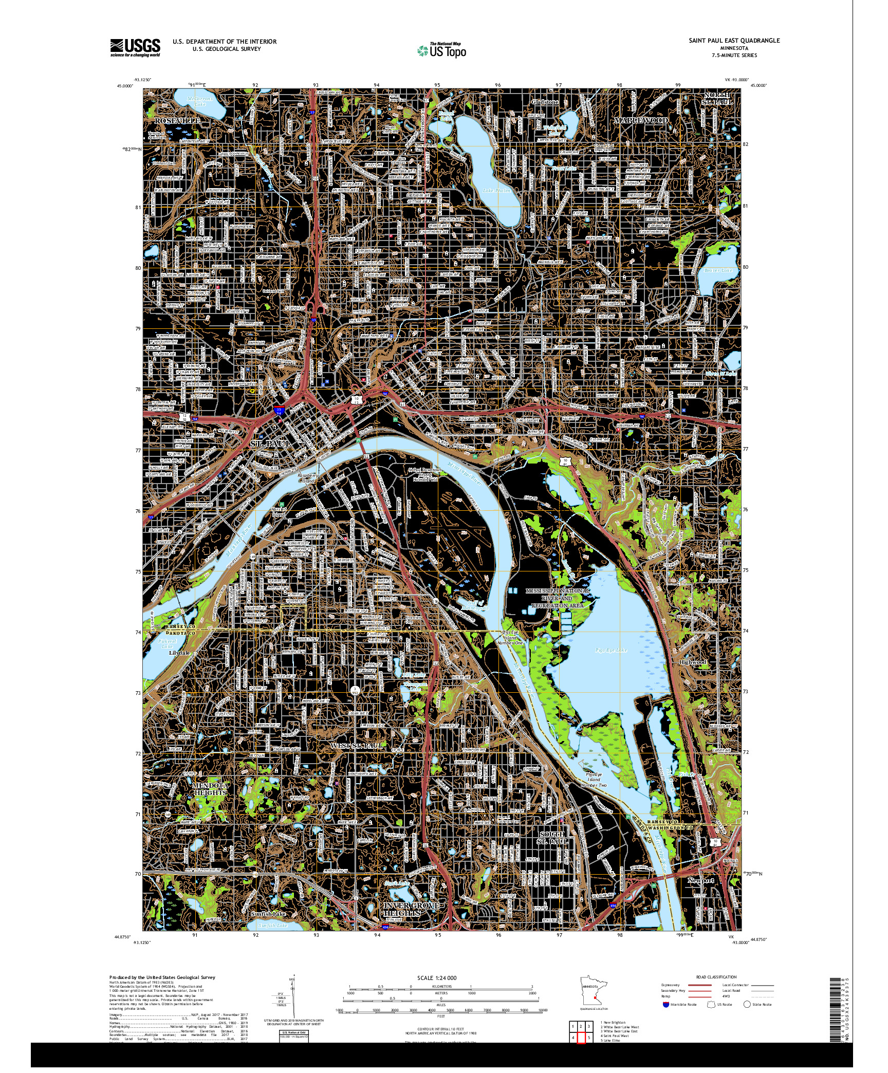 USGS US TOPO 7.5-MINUTE MAP FOR SAINT PAUL EAST, MN 2019