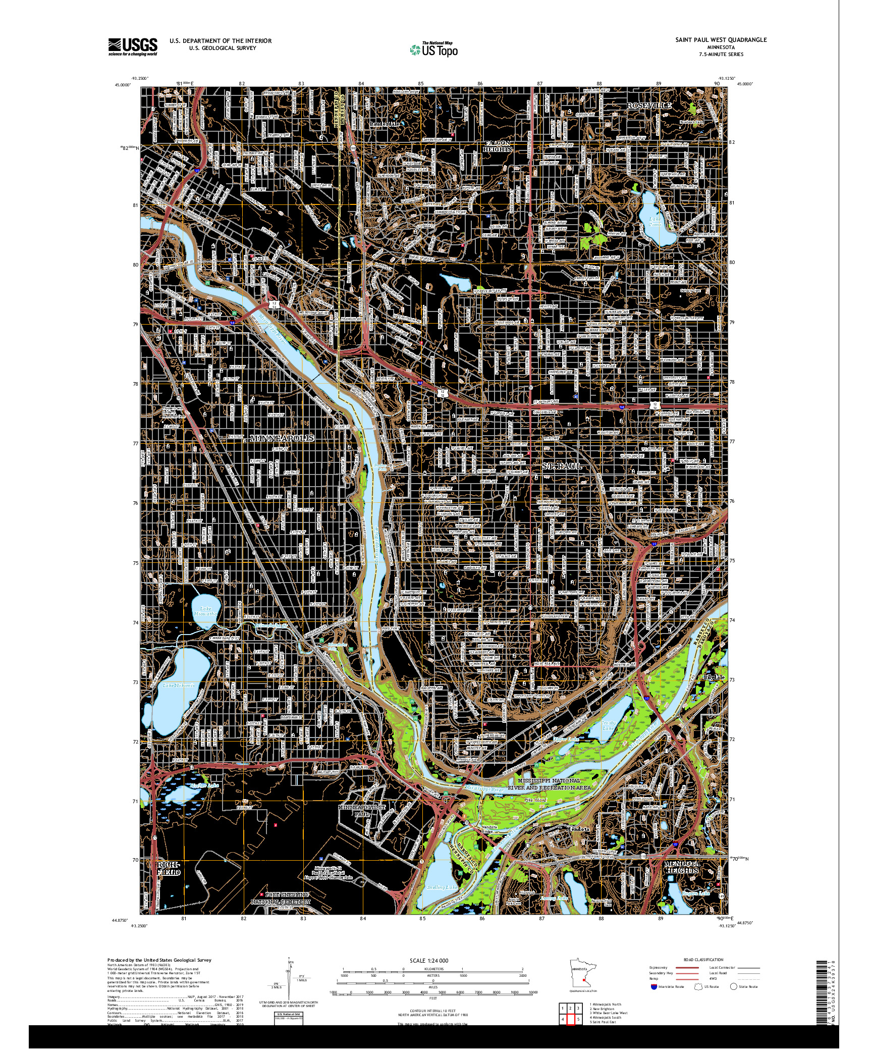 USGS US TOPO 7.5-MINUTE MAP FOR SAINT PAUL WEST, MN 2019